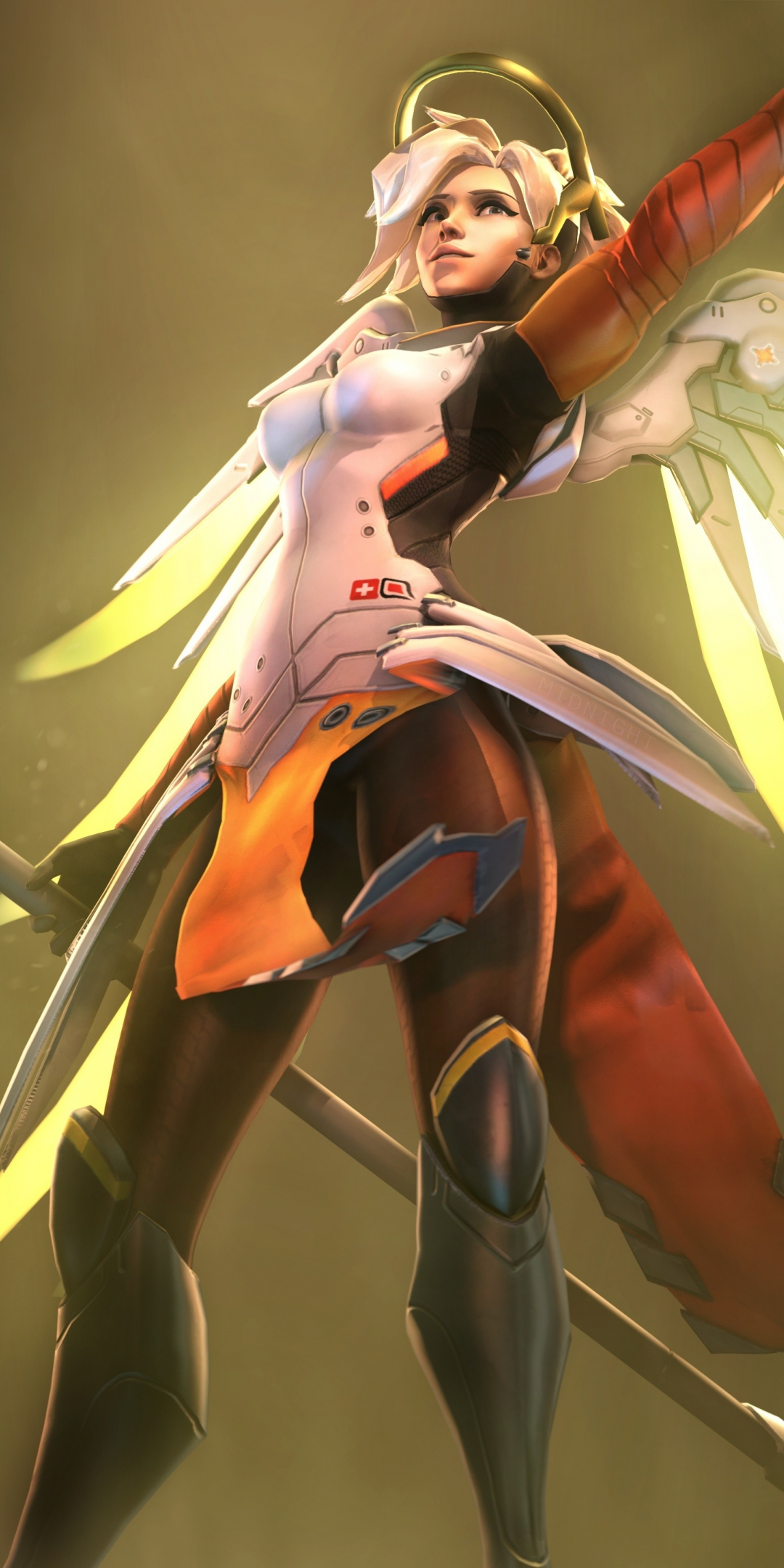 Mercy, the angel, overwatch, online game, artwork, 1080x2160 wallpaper
