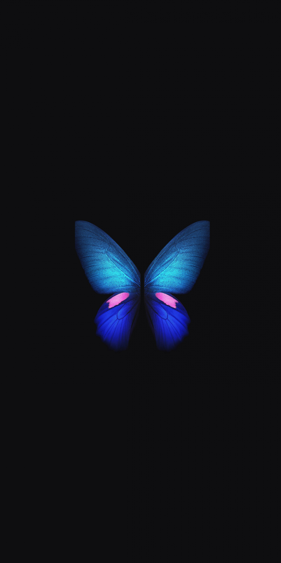 Samsung Galaxy Fold, Blue butterfly, minimal, art, 1080x2160 wallpaper