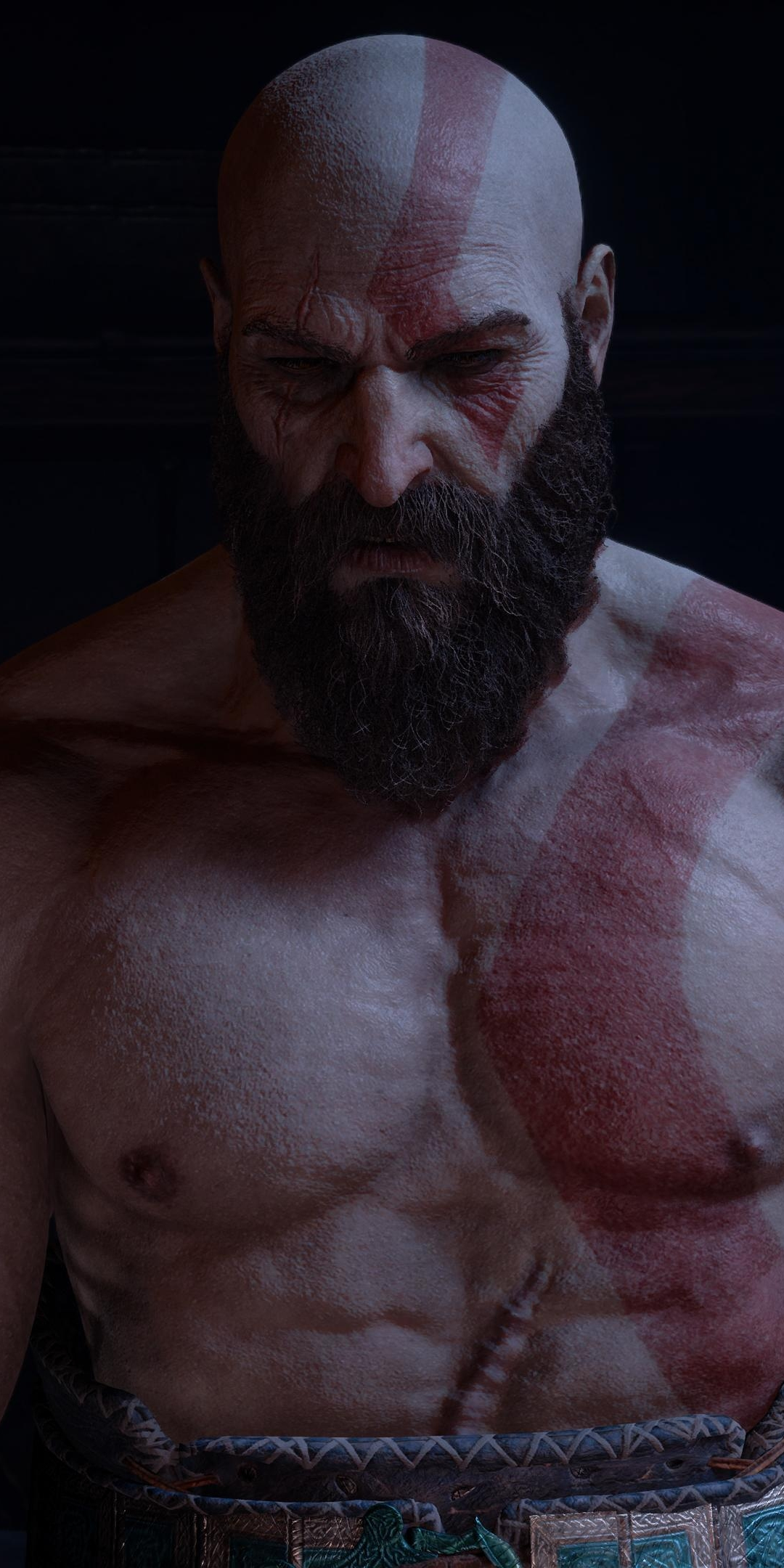 God of war, Kratos's muscular body, 1080x2160 wallpaper