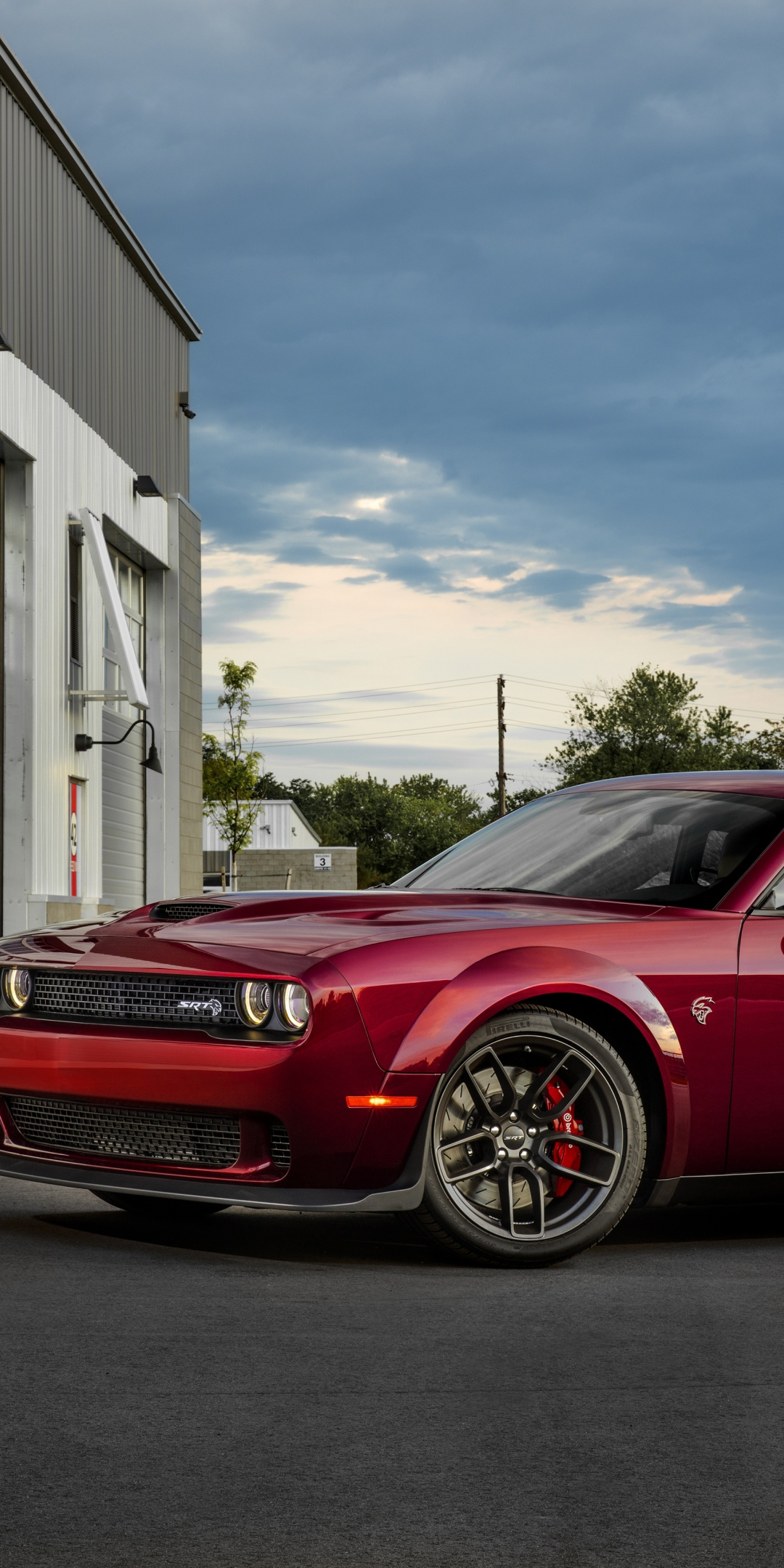 Dodge Challenger Demon SRT, blood-red, muscle car, 1080x2160 wallpaper