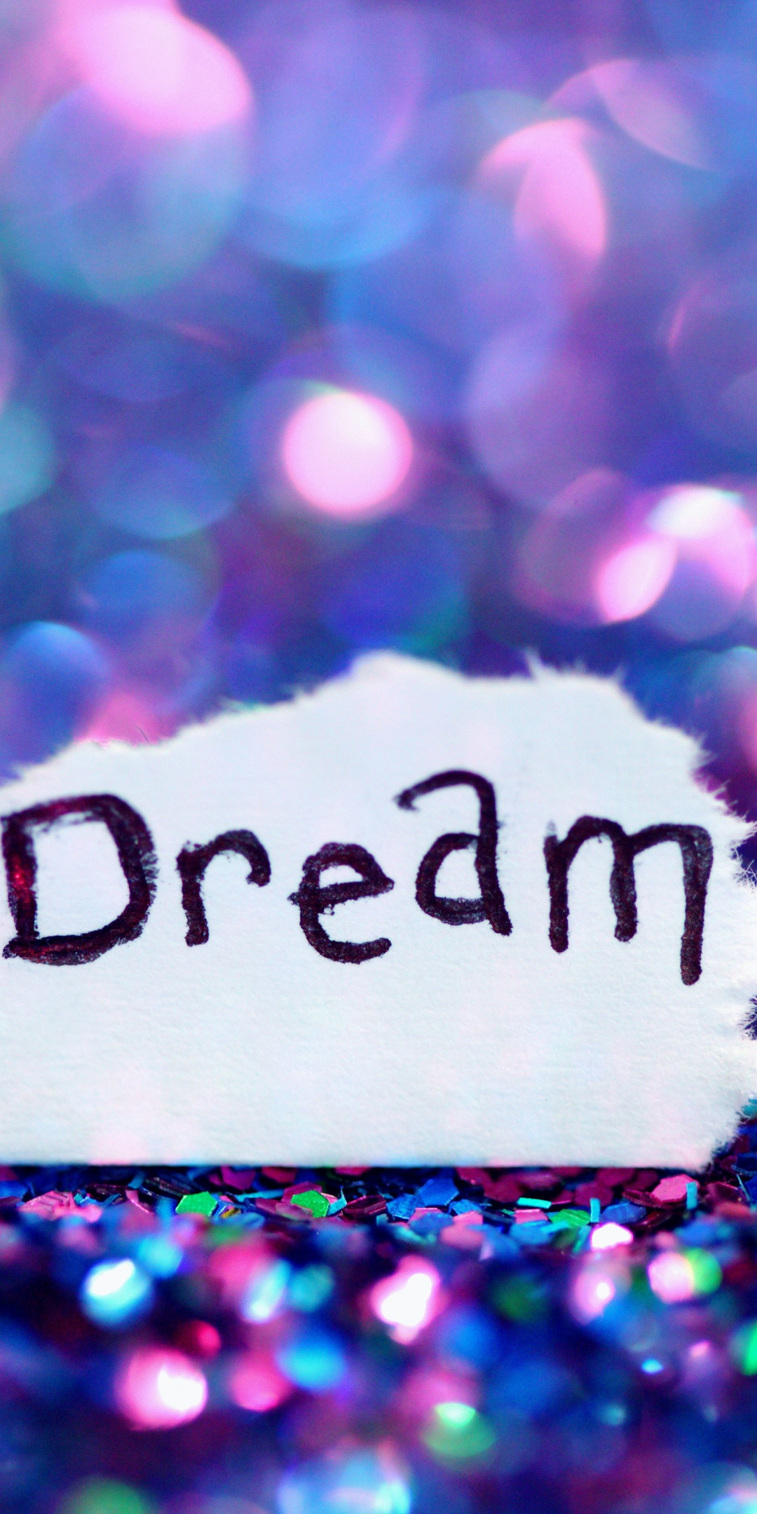 Dream, glitter, typo, glare, 1080x2160 wallpaper