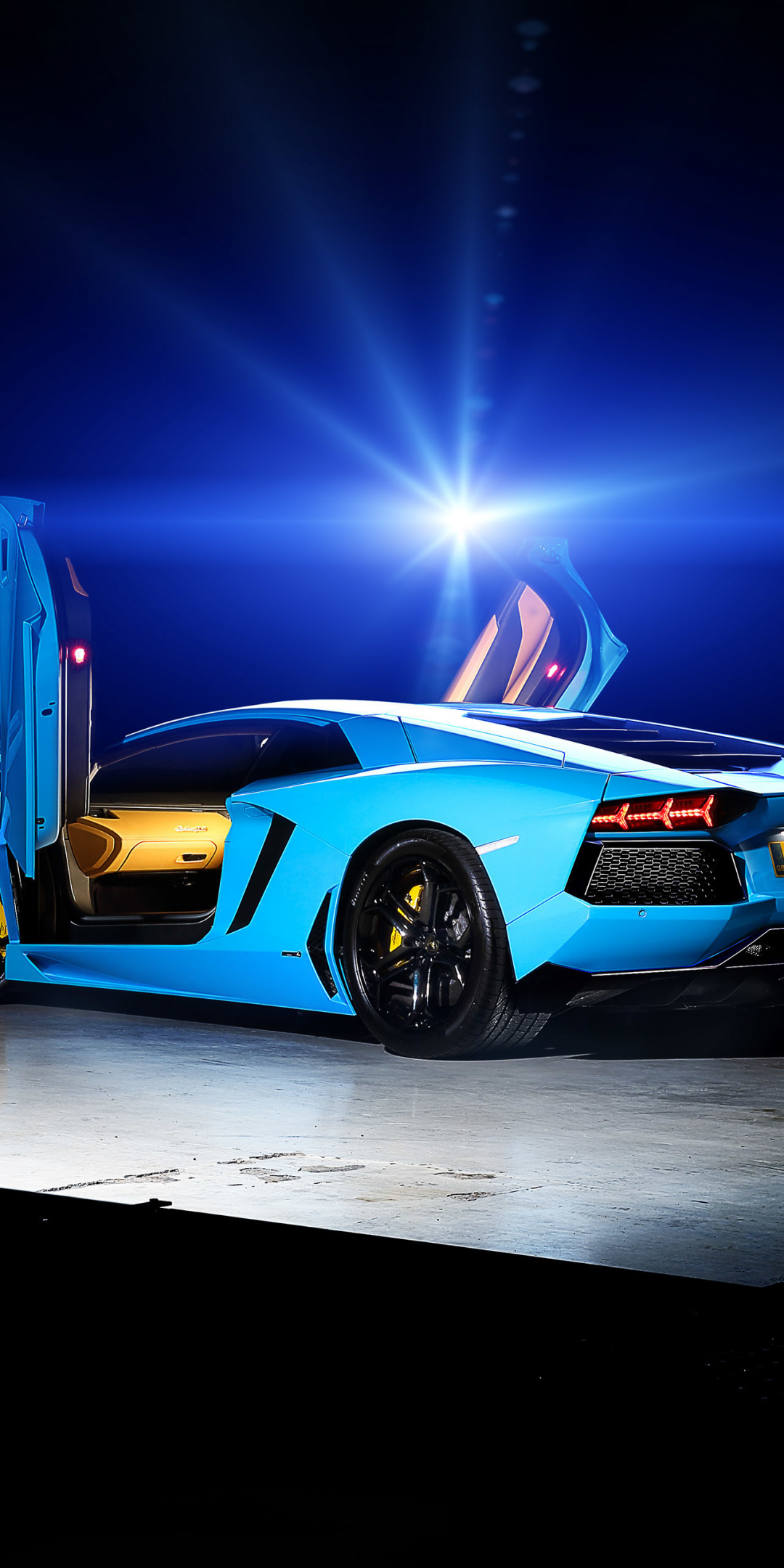 Blue, sports car, Lamborghini Aventador, 1080x2160 wallpaper