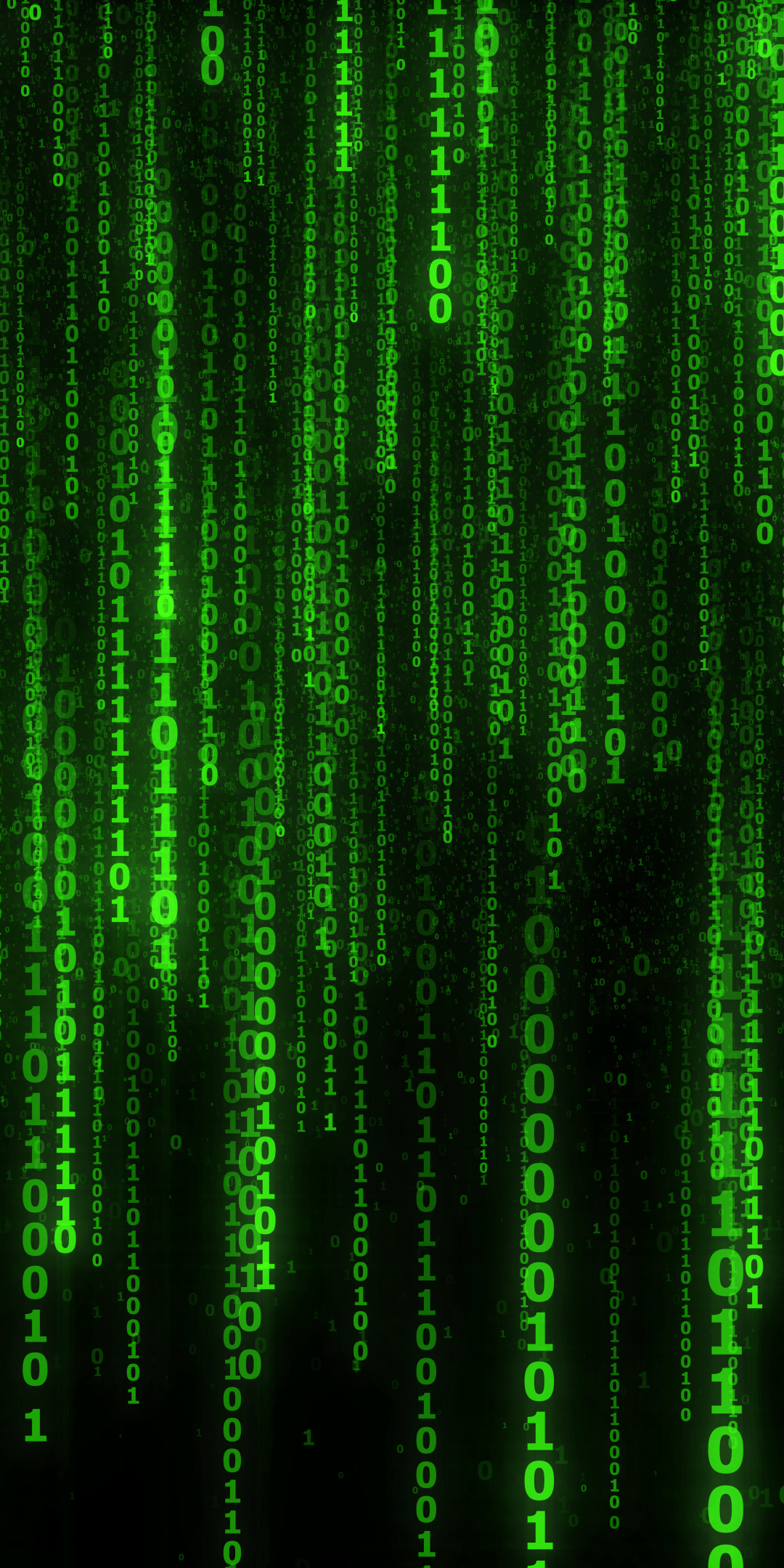 Matrix code, numbers, green, 1080x2160 wallpaper