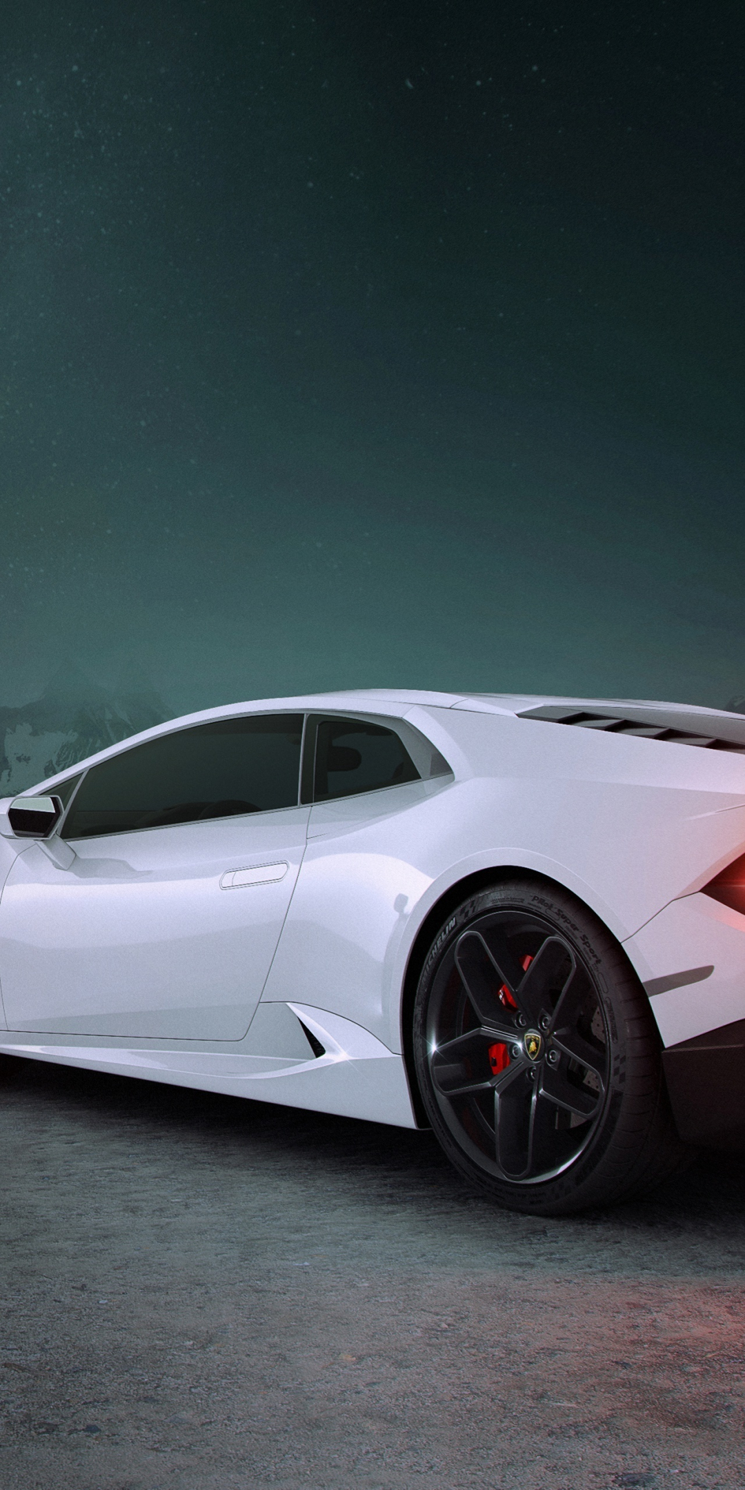 Sports car, white, side view, Lamborghini Huracan, 1080x2160 wallpaper