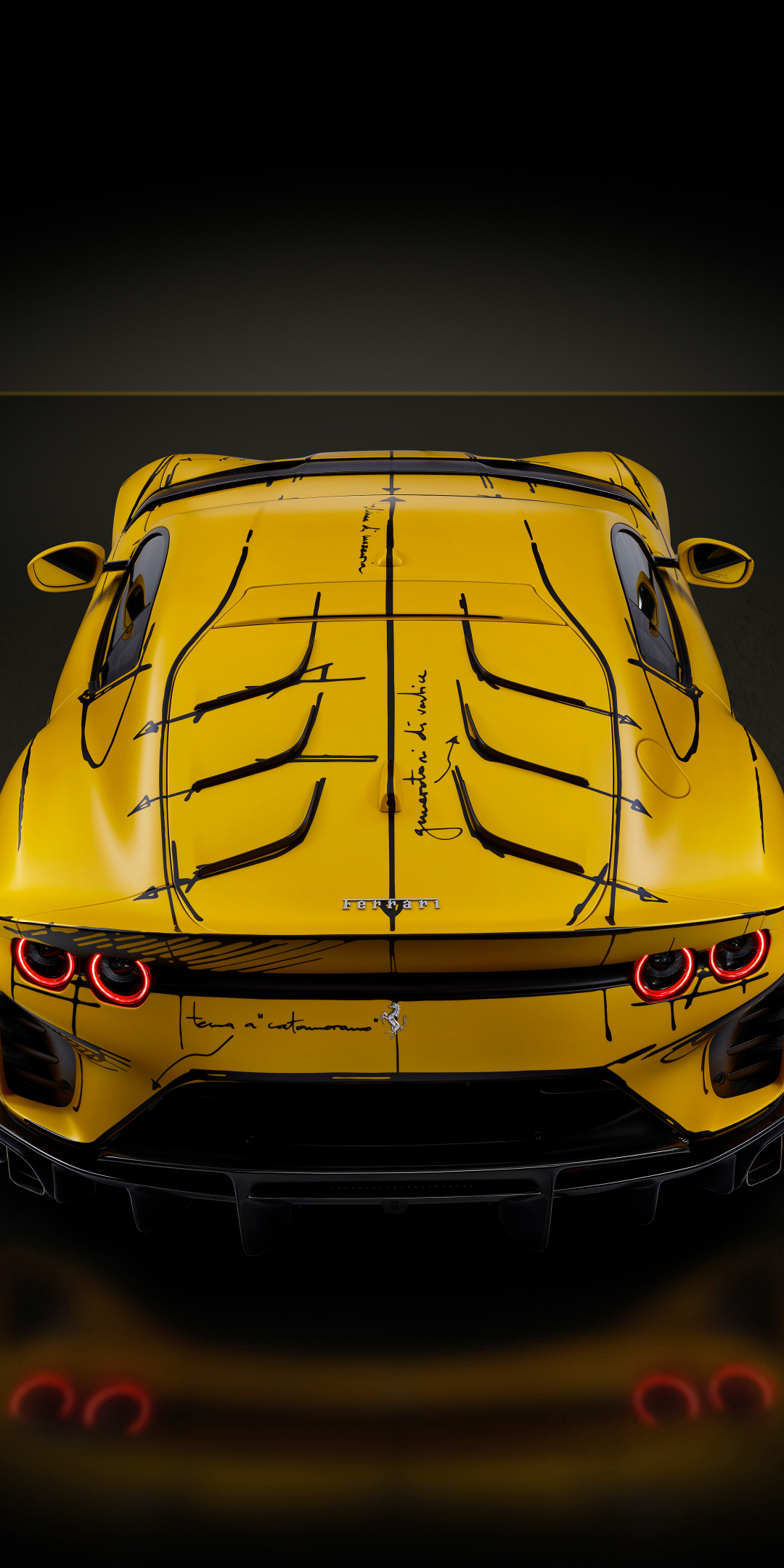 Ferrari 812 Competizione yellow, 2023, 1080x2160 wallpaper