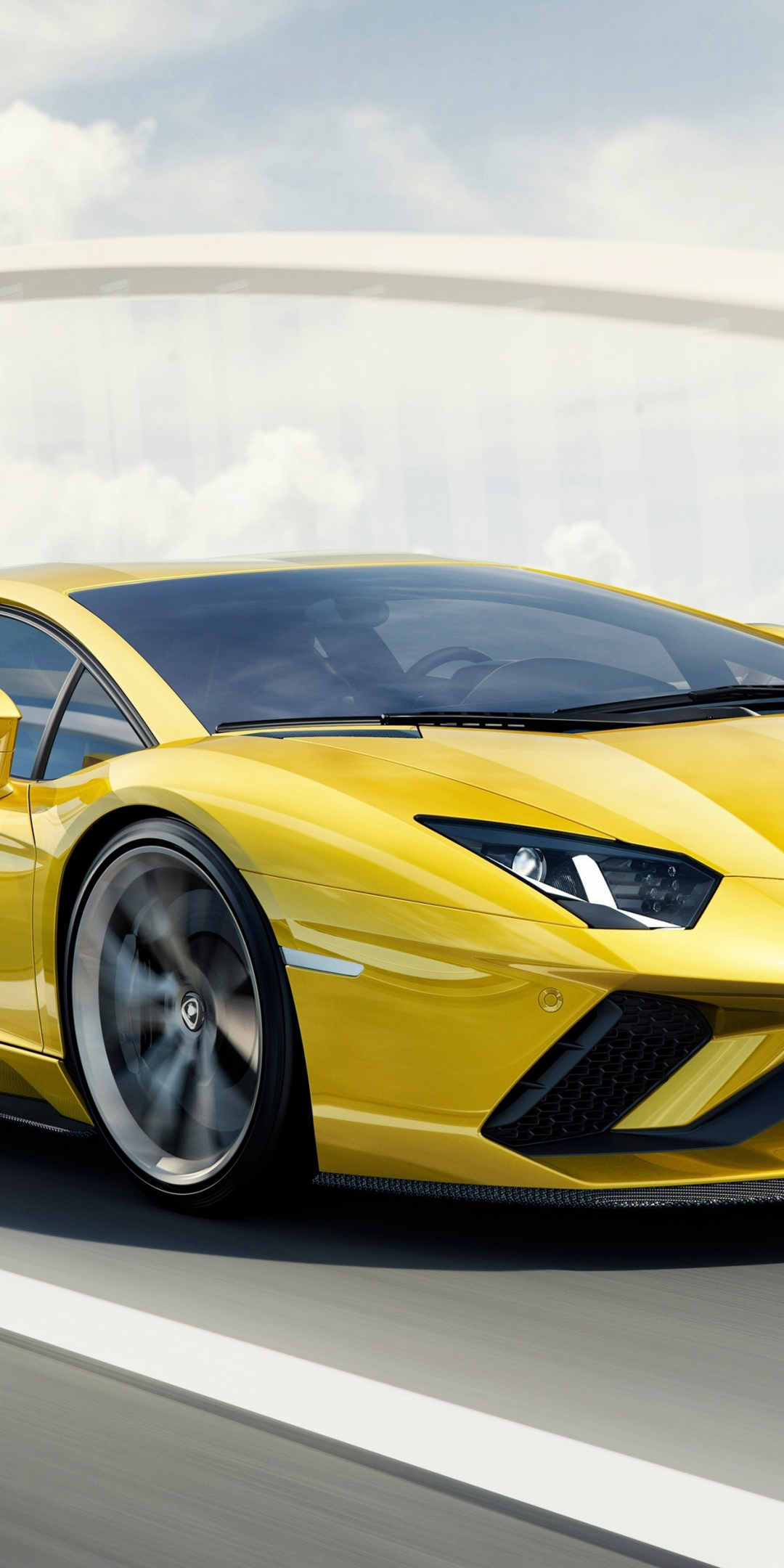 Yellow supercar, Lamborghini Aventador, 1080x2160 wallpaper