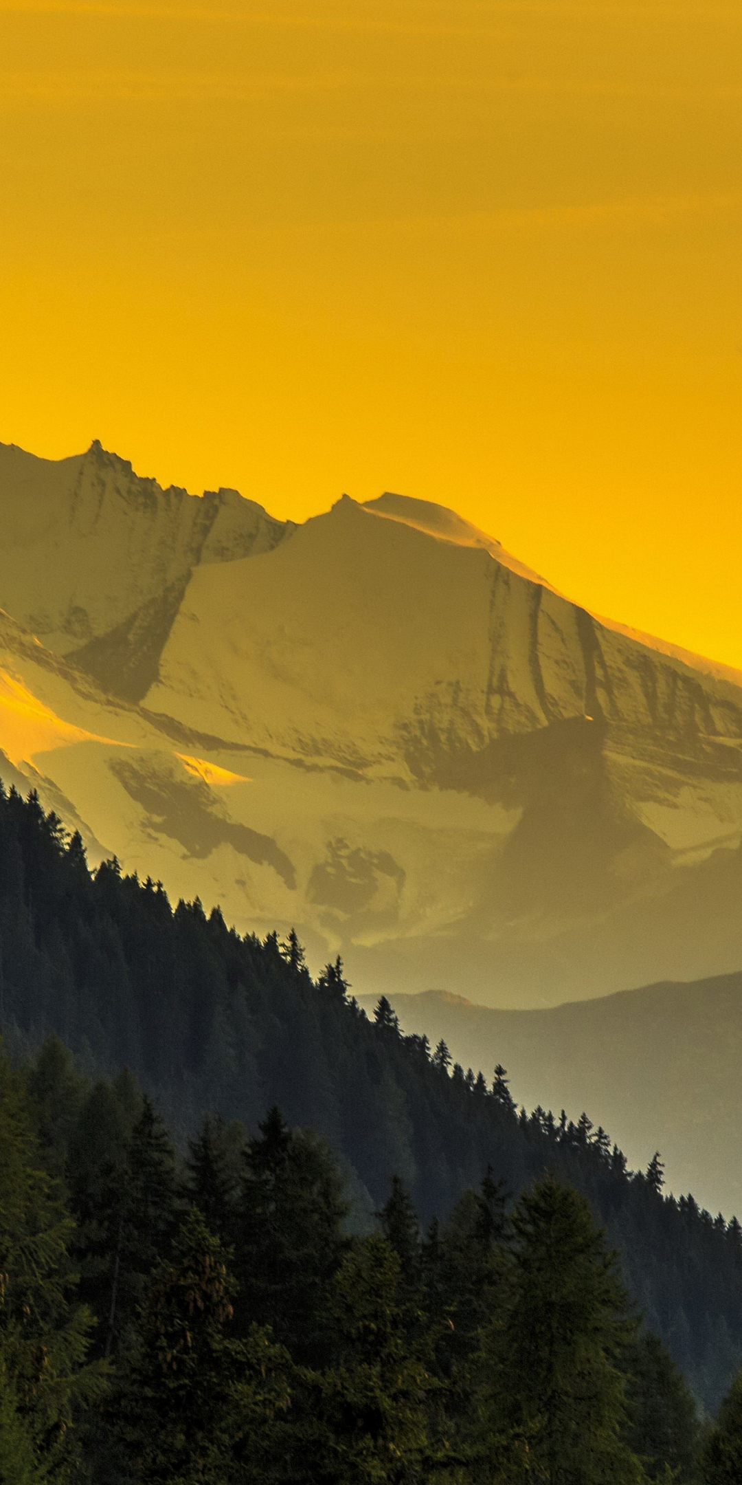 Mountains, horizon, dawn, sunrise, yellow sky, nature, 1080x2160 wallpaper