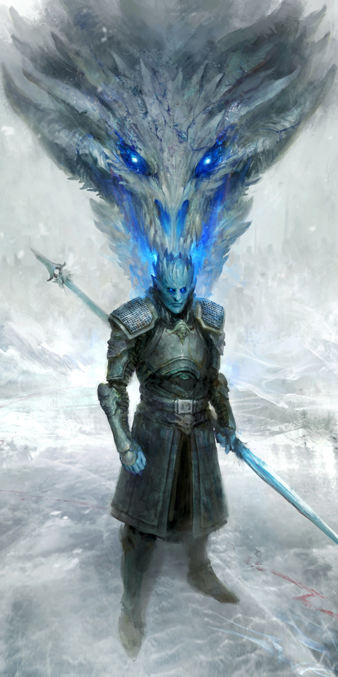 Download wallpaper 1080x2160 white walker, knight king, dragon, game of  thrones, art, honor 7x, honor 9 lite, honor view 10, 1080x2160 hd  background, 10574