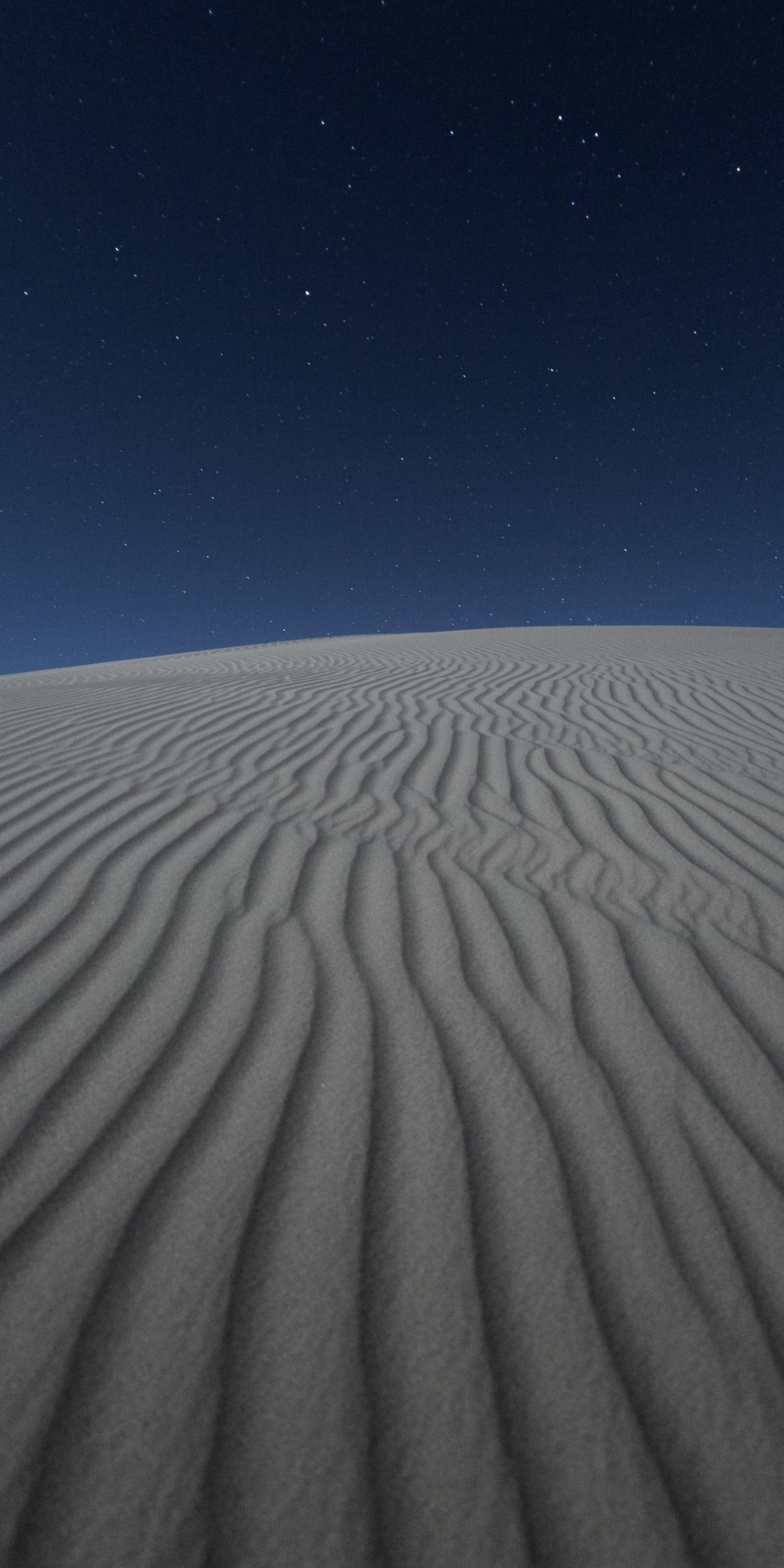 Desert, blue sky, sand, white landscape, night, 1080x2160 wallpaper