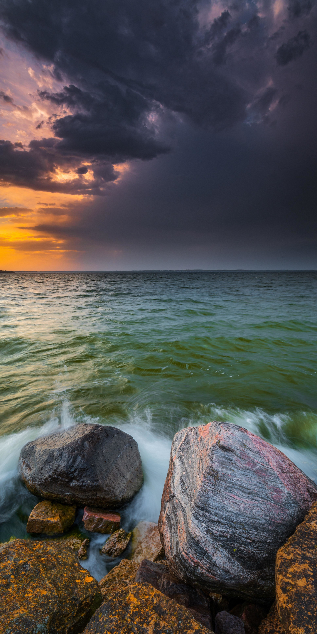 Coast, sunset, nature, seascape, 1080x2160 wallpaper