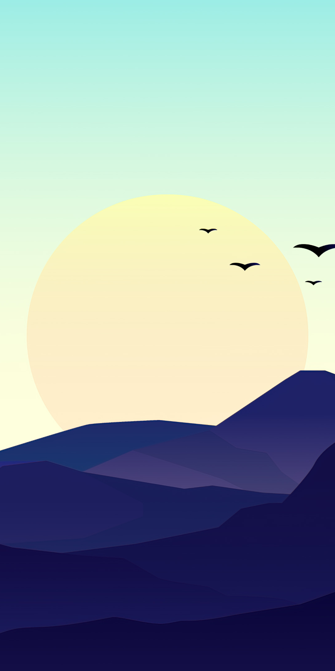 Birds, full sun, minimal, sunset, seascape, 1080x2160 wallpaper