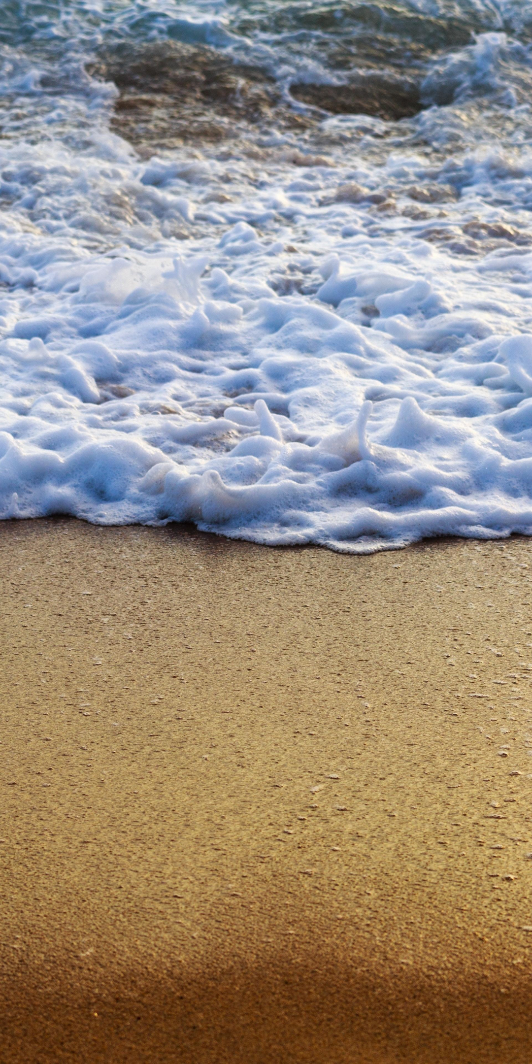 Foam, beach, soft waves, 1080x2160 wallpaper