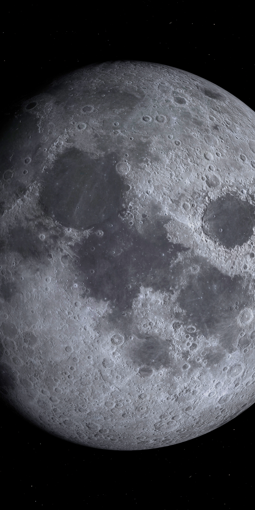 Full Moon, monochrome, space, dark, 1080x2160 wallpaper