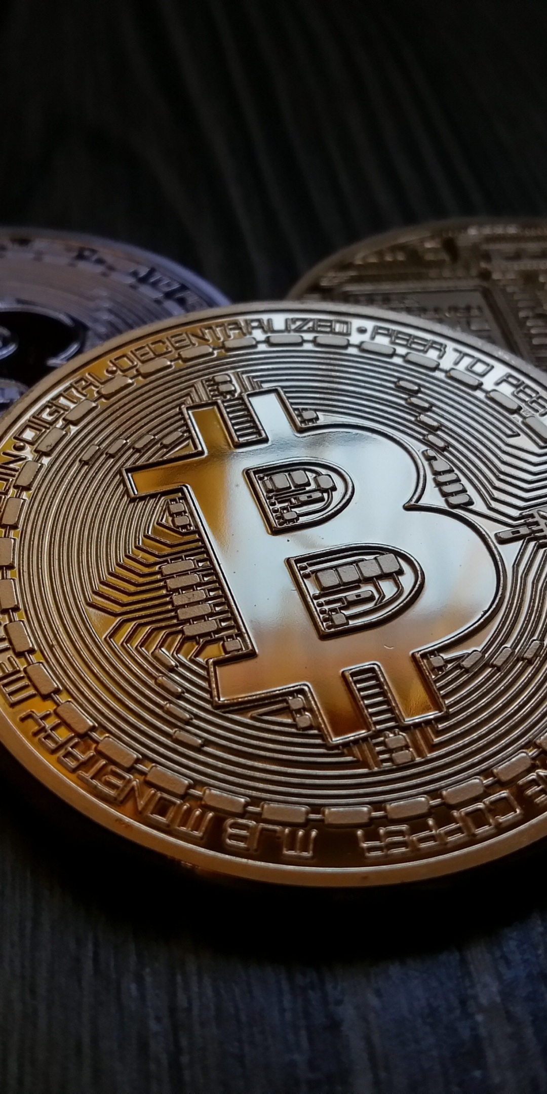 Bitcoin, coins, close up, currency, money, 1080x2160 wallpaper