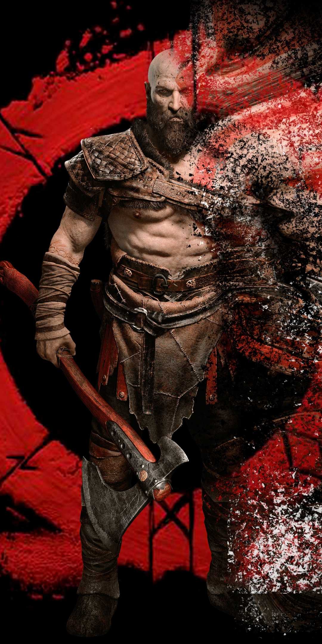 Kratos, warrior, digital art, God of War, 1080x2160 wallpaper