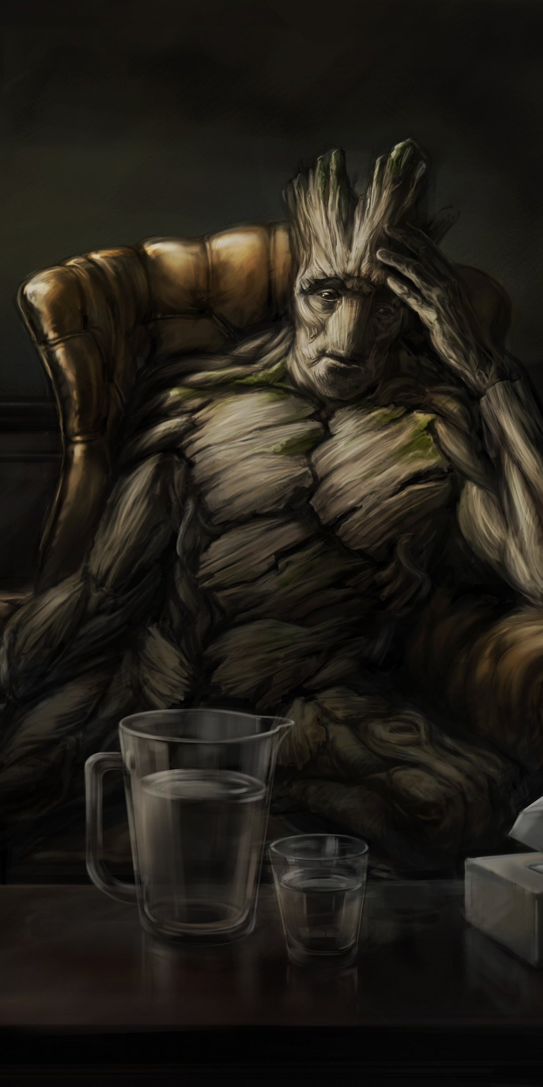 Groot, recording himself, guardian, art, 1080x2160 wallpaper