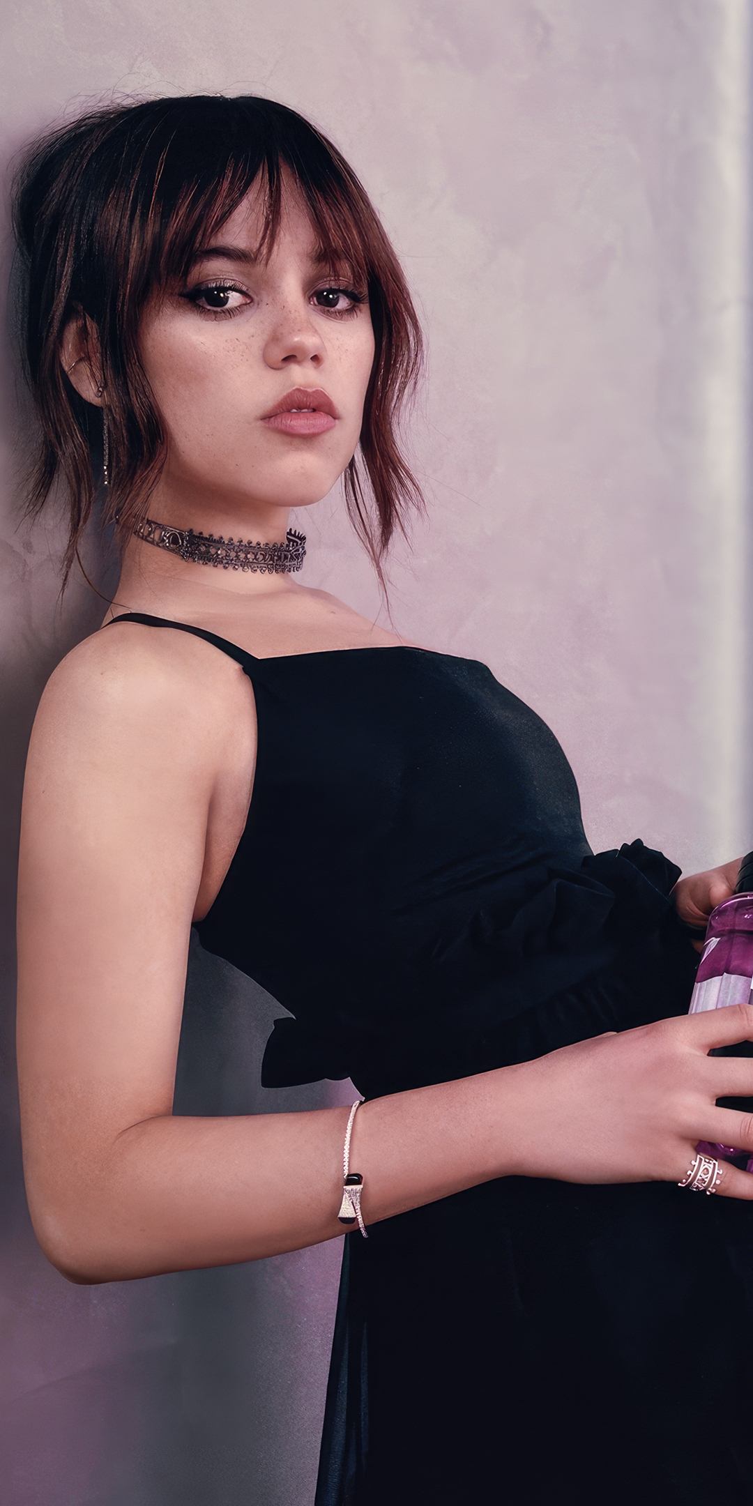 Jenna Ortega, 2023, black dress, 1080x2160 wallpaper