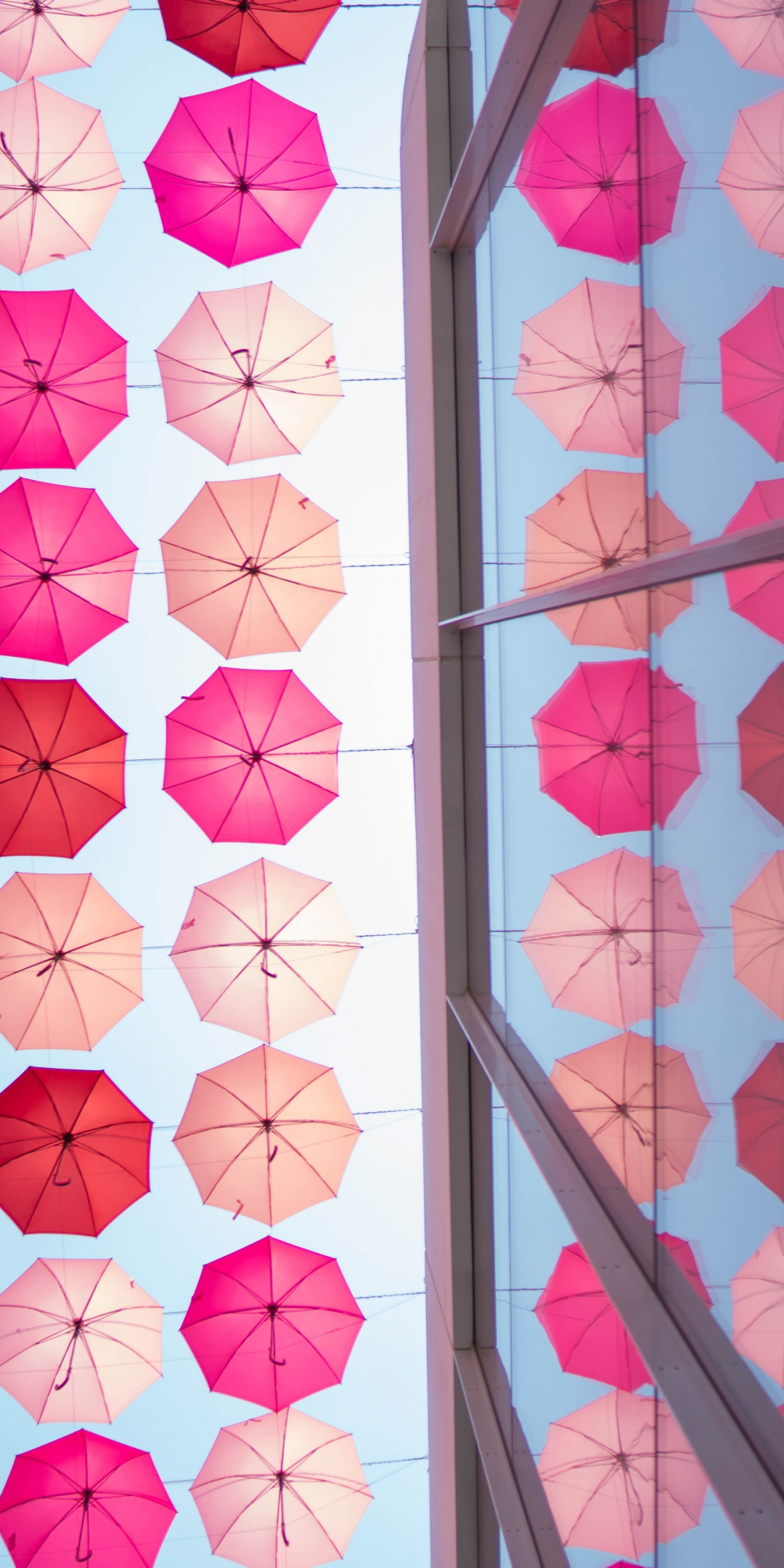 Pinkish umbrella, reflections, decoration, 1080x2160 wallpaper