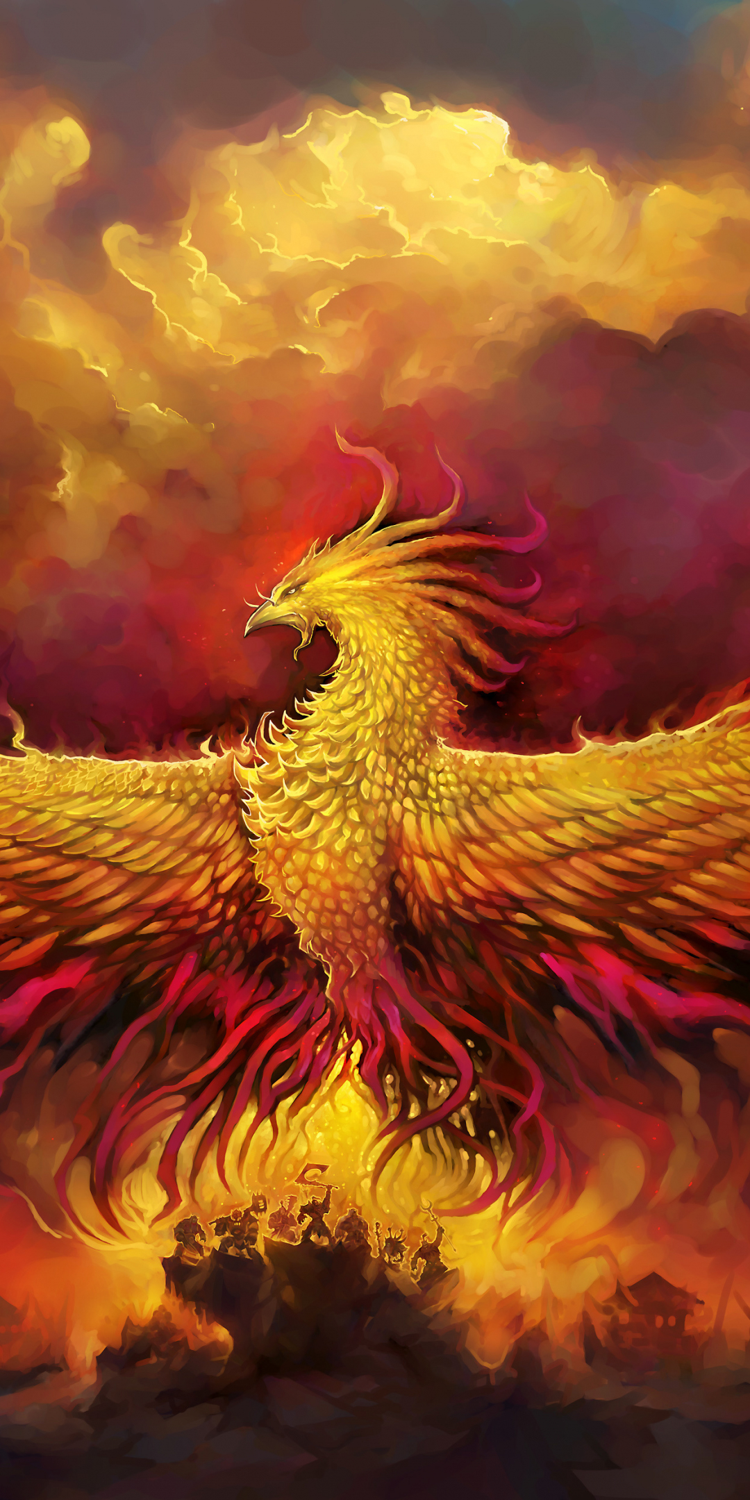 Phoenix, fantasy, wings, bird, 1080x2160 wallpaper