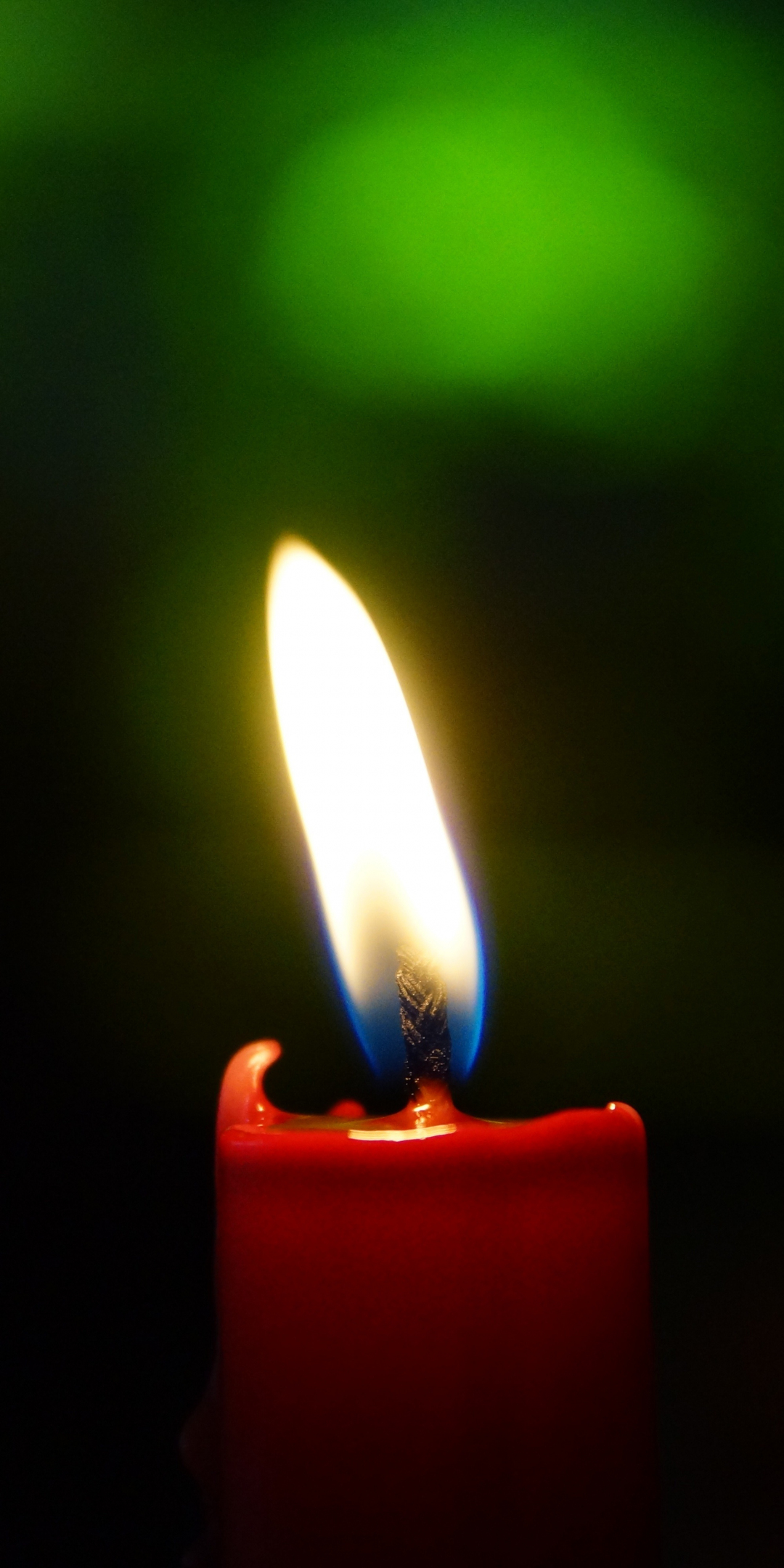 Red candle, light, flame, 1080x2160 wallpaper