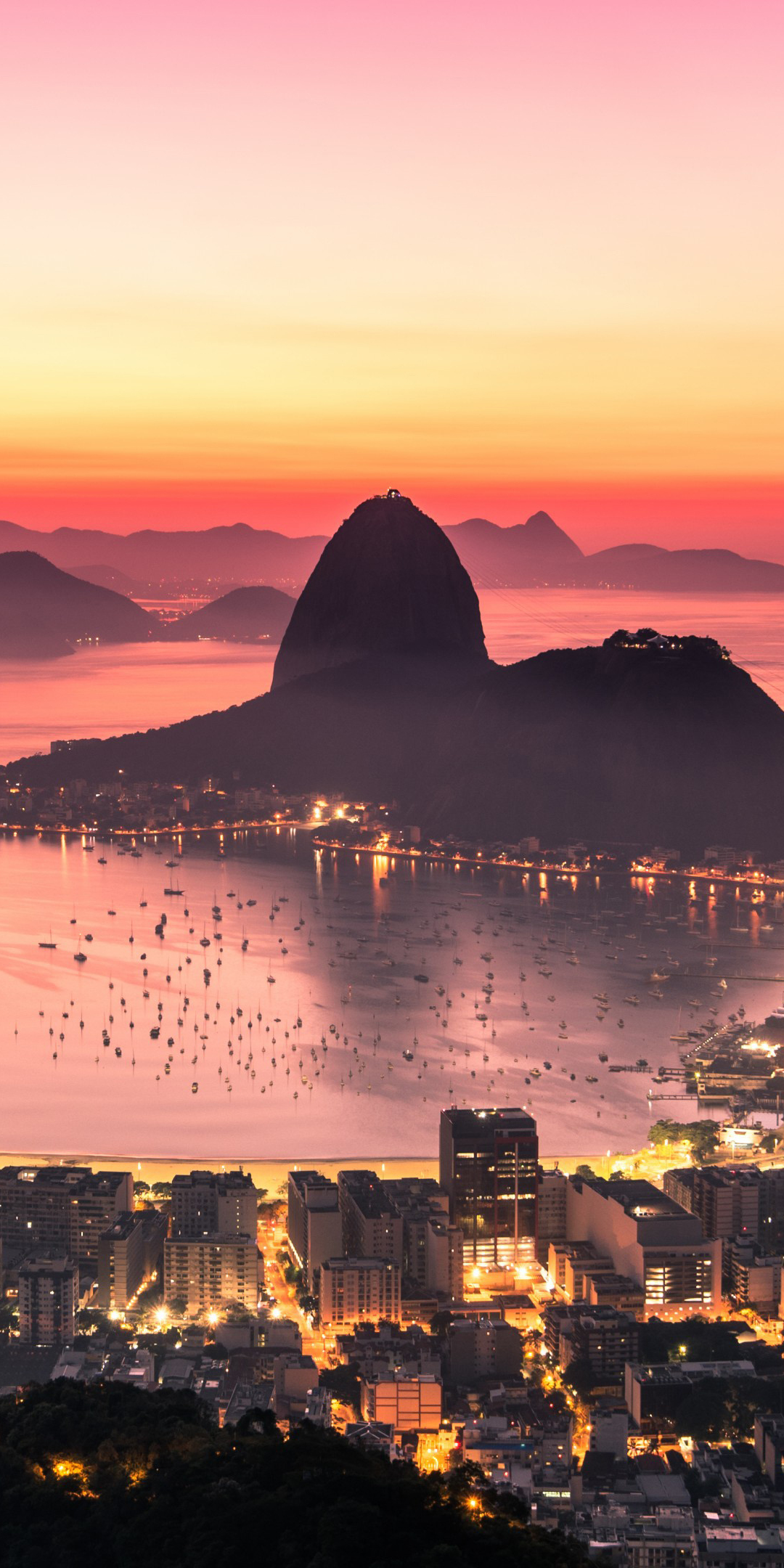 City, Rio De Janeiro, aerial view, sunrise, 1080x2160 wallpaper