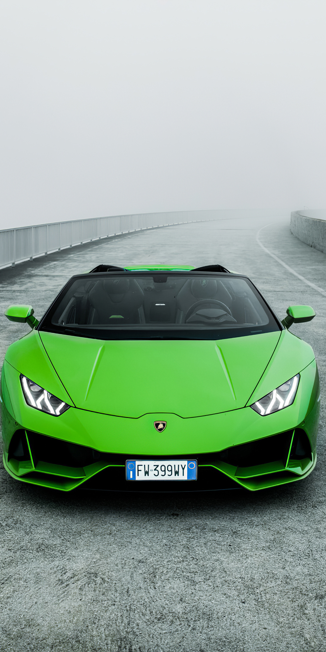 Lamborghini Huracan EVO Spyder, green car, 2020, 1080x2160 wallpaper