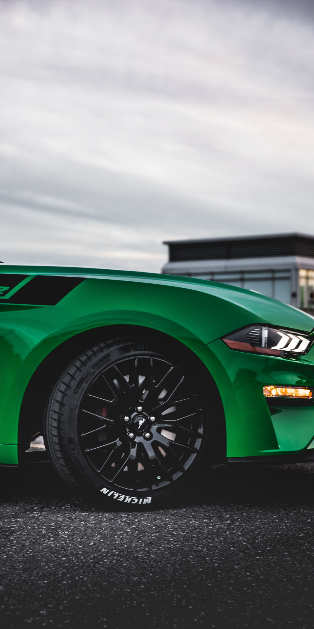 Muscle car, green Ford GT, wheel, 1080x2160 wallpaper