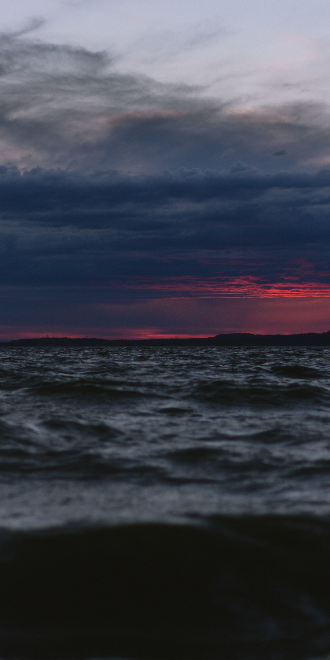 Sea, dark, body of water, sunset, 1080x2160 wallpaper