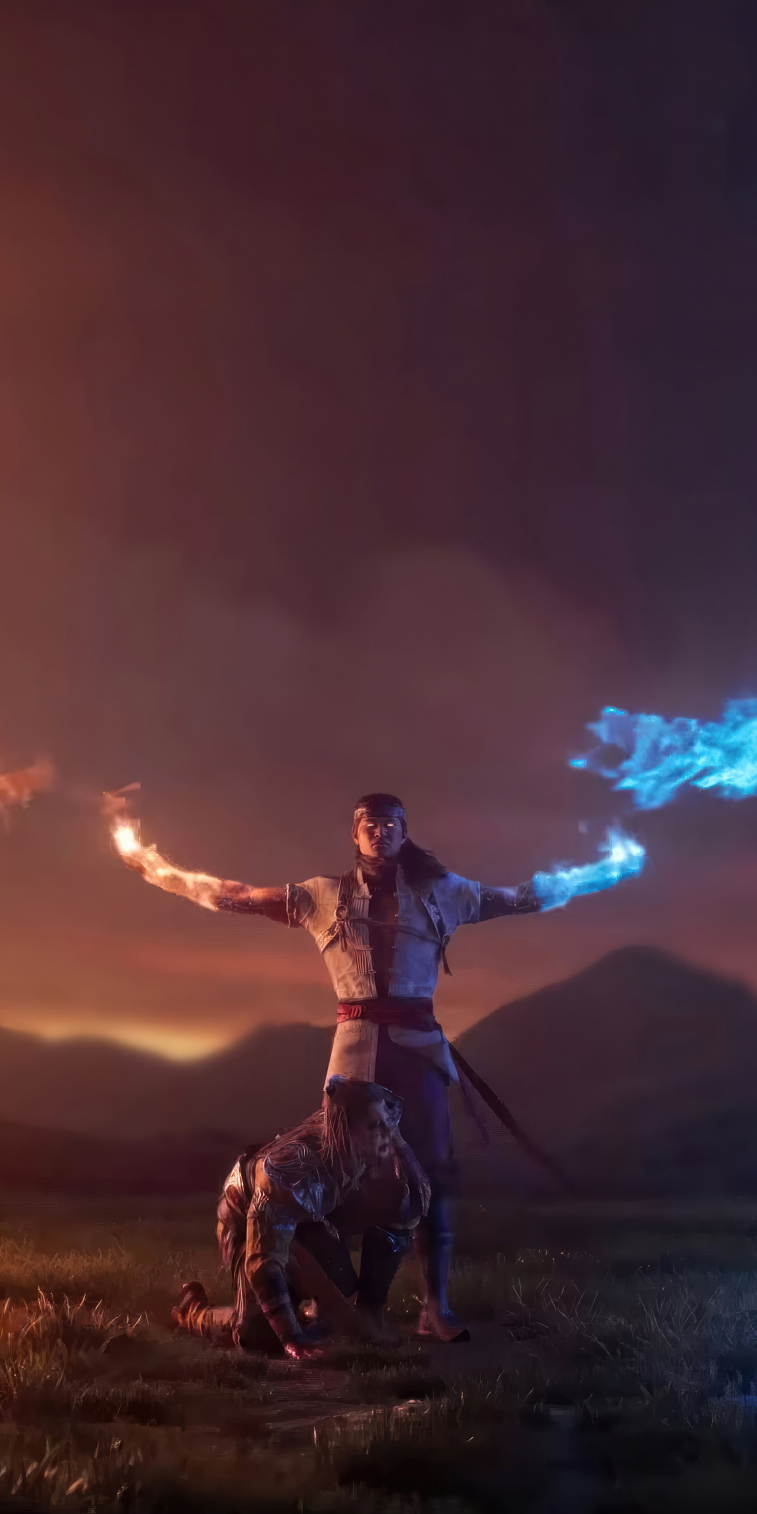Liu Kang a fire god, Mortal Kombat 1, 2023 game, 1080x2160 wallpaper