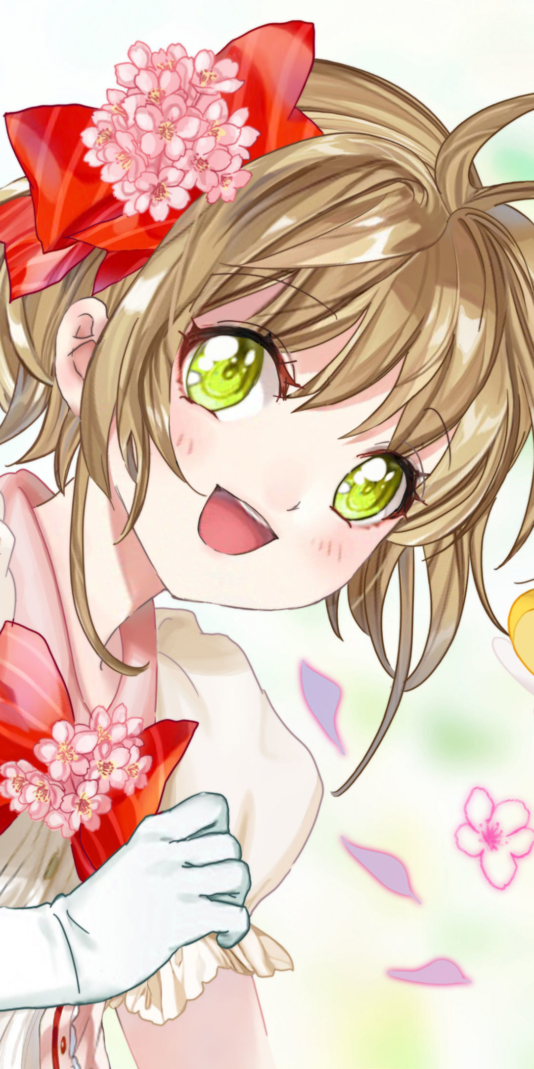 Green eyes, happy, mood, sakura kinomoto, 1080x2160 wallpaper