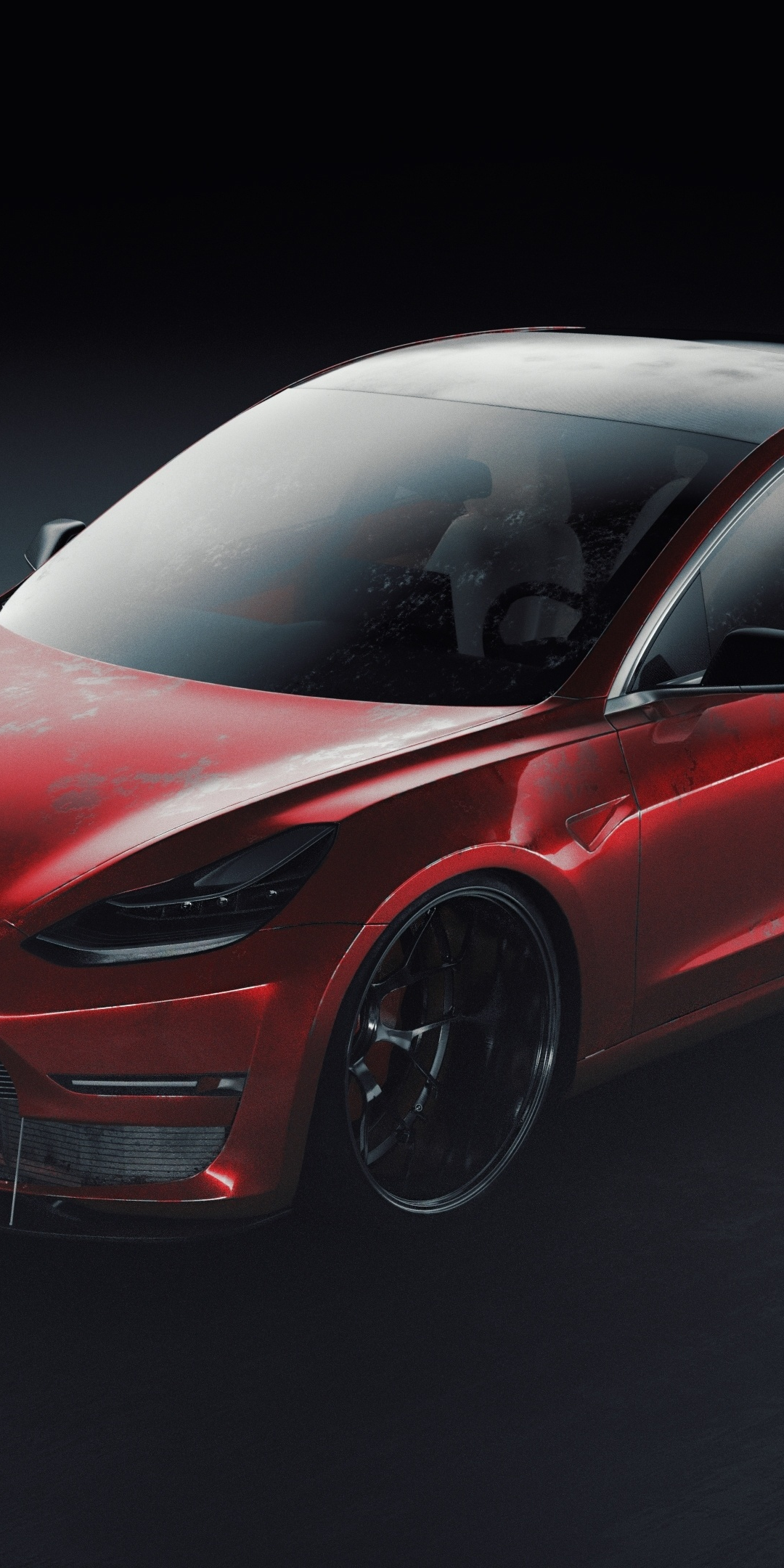 Tesla, sport car, artwork, red, 1080x2160 wallpaper