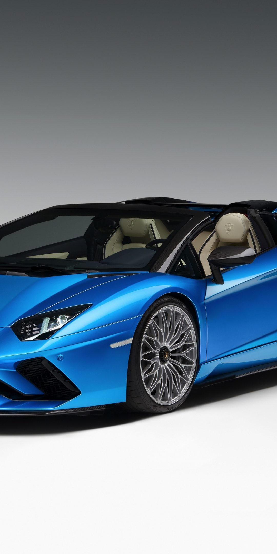 Blue Lamborghini Aventador, convertible, sports car, 1080x2160 wallpaper
