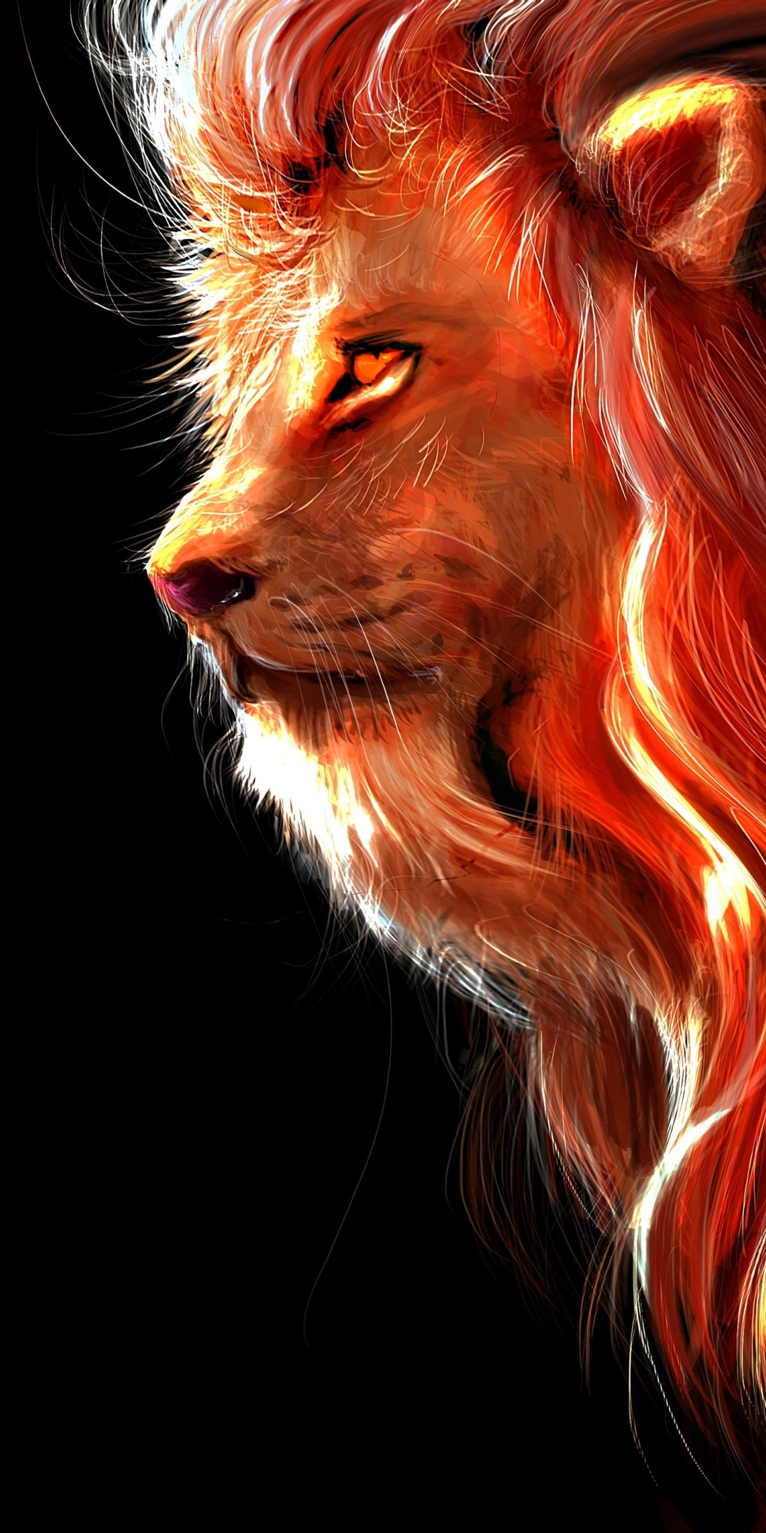 Lion, fur, muzzle, art, 1080x2160 wallpaper