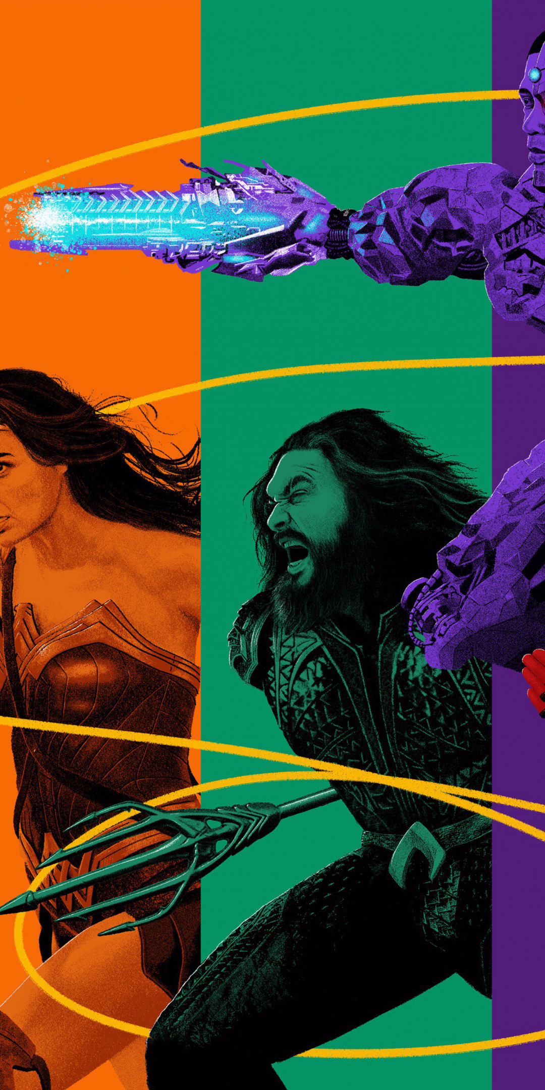 Justice league, batman, wonder woman, aquaman, cyborg, the flash, 1080x2160 wallpaper