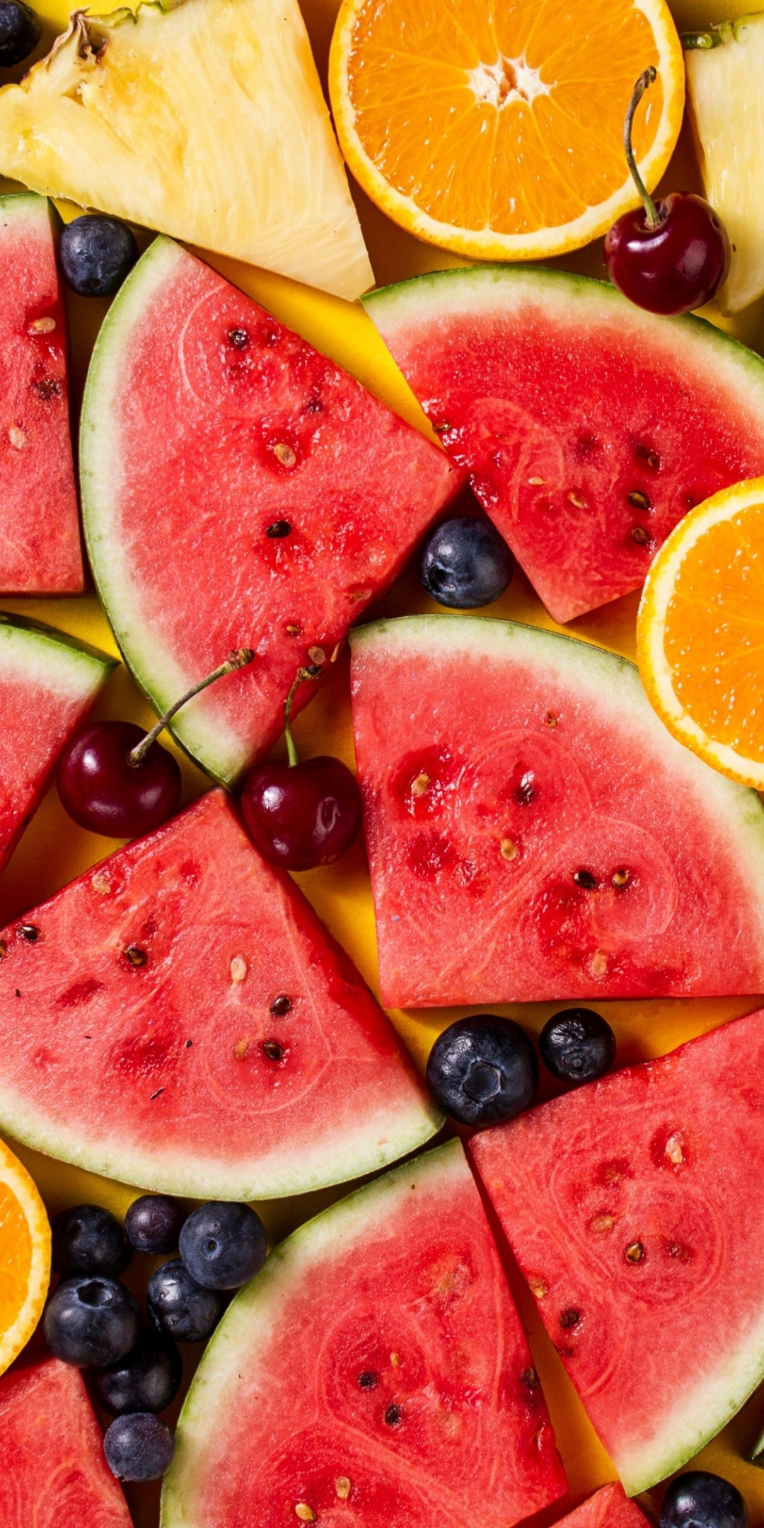 Colorful fruits, berries, watermelon, summer, 1080x2160 wallpaper