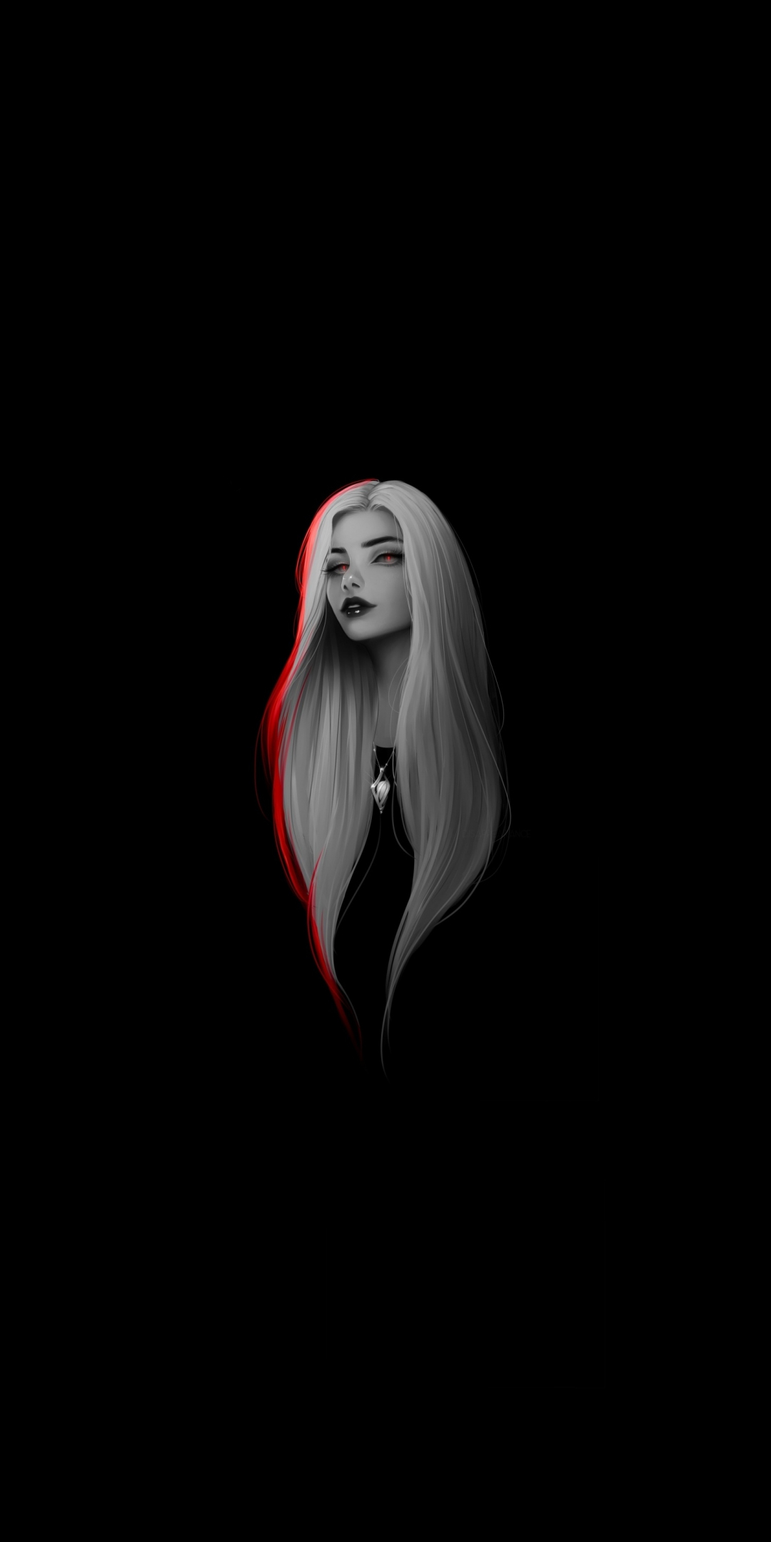 White hair, woman, long hair, minimal, art, 1080x2160 wallpaper