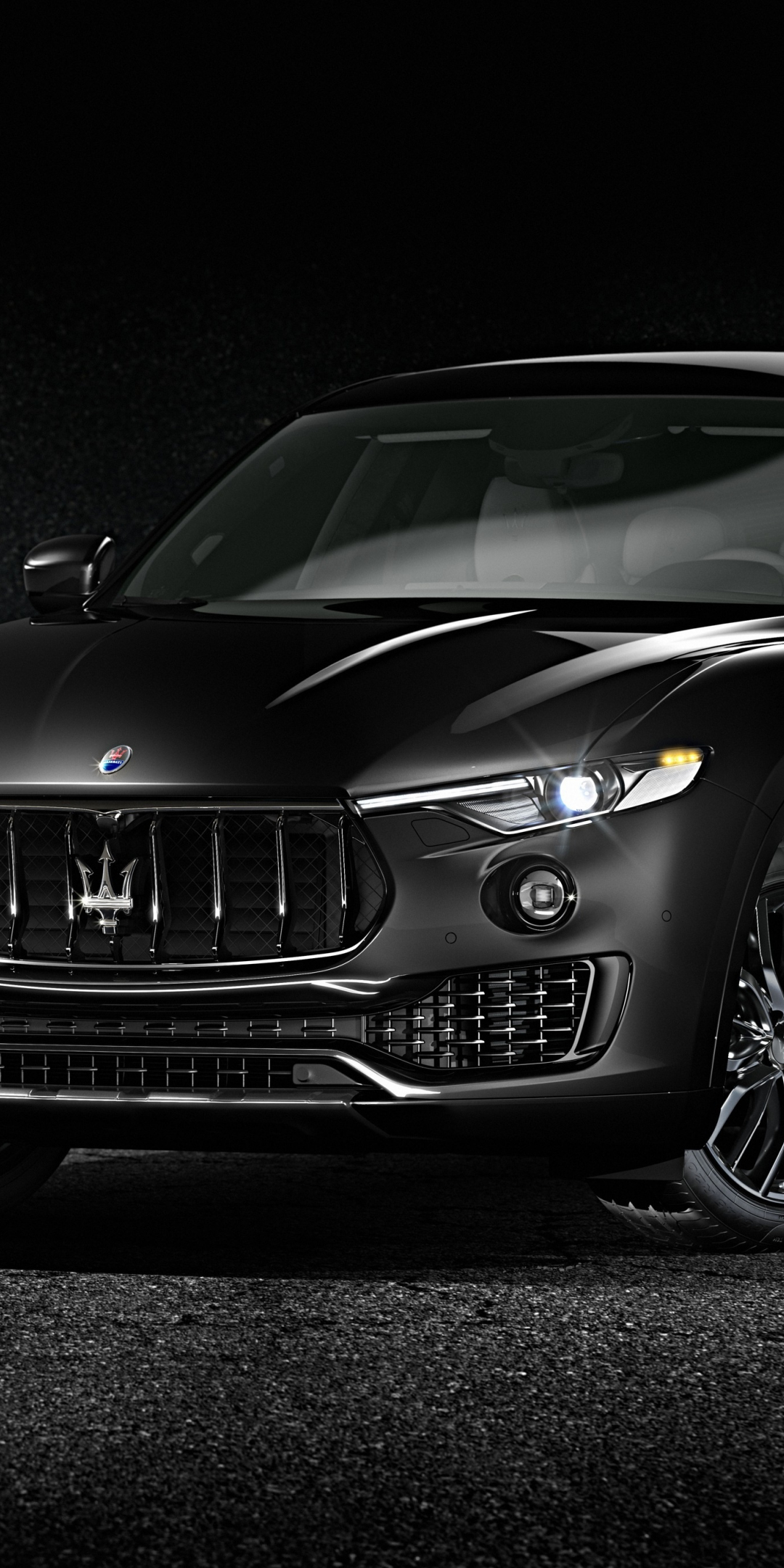 Black, front, sport utility vehicles, Maserati Levante, 1080x2160 wallpaper
