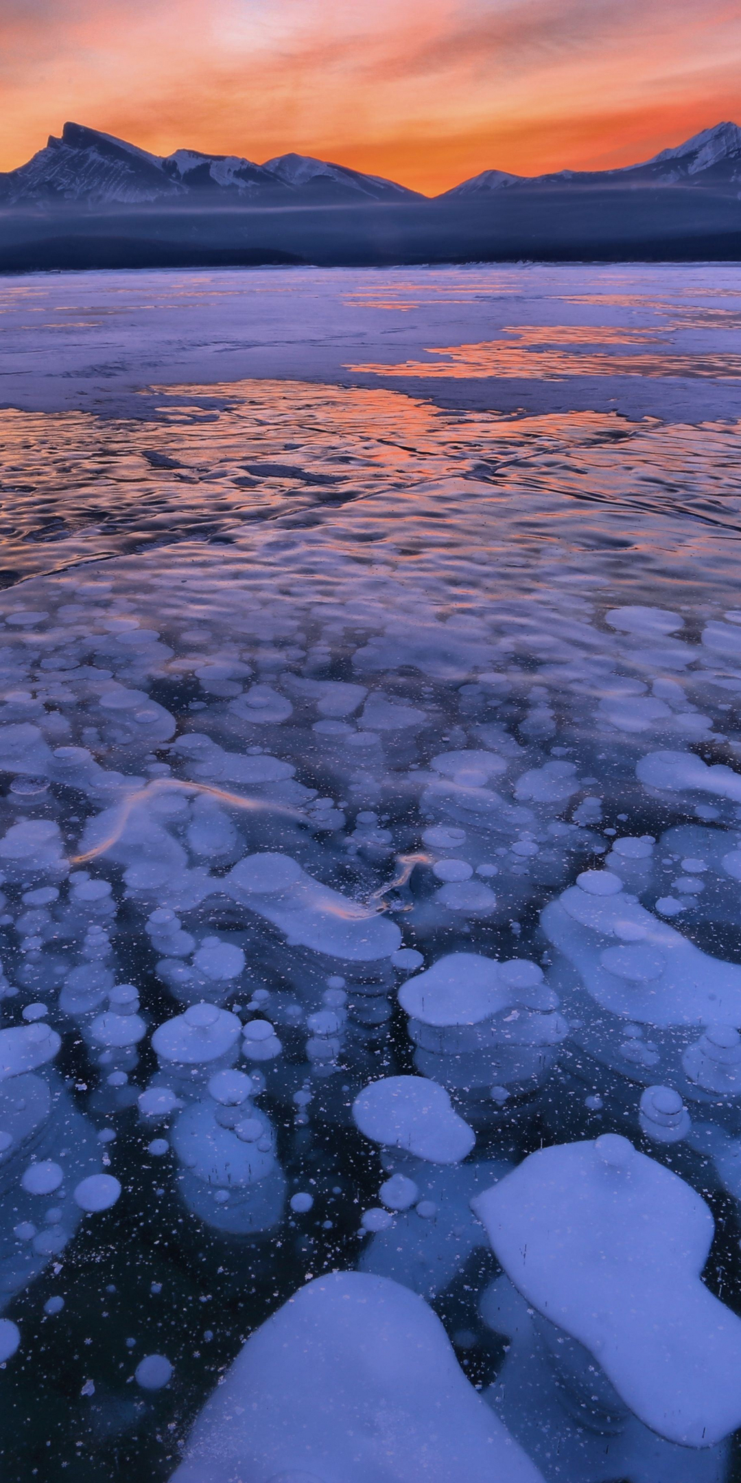 Frozen lake, icebergs, small, glacier, sunset, 1080x2160 wallpaper