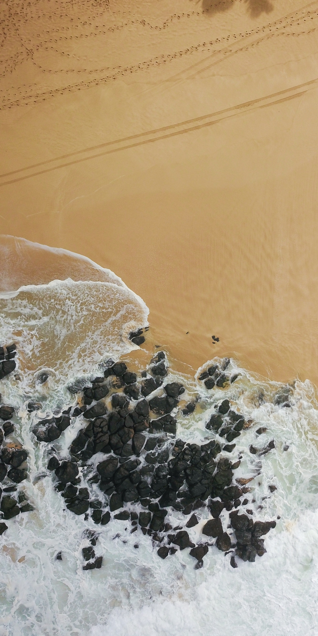 Rocks, coast, drone view, beach, 1080x2160 wallpaper