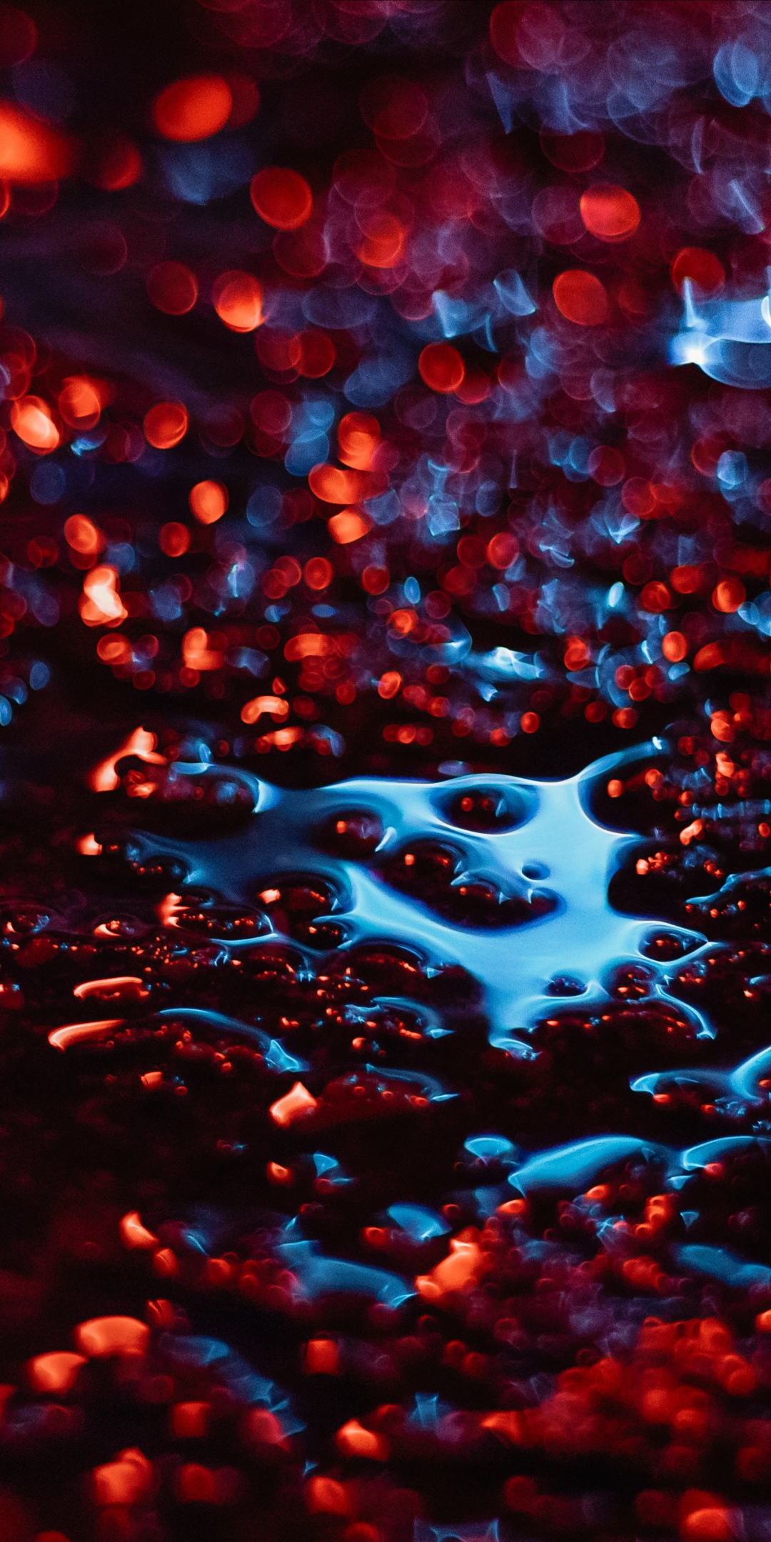 Blood-red, liquid, glare, bokeh, 1080x2160 wallpaper
