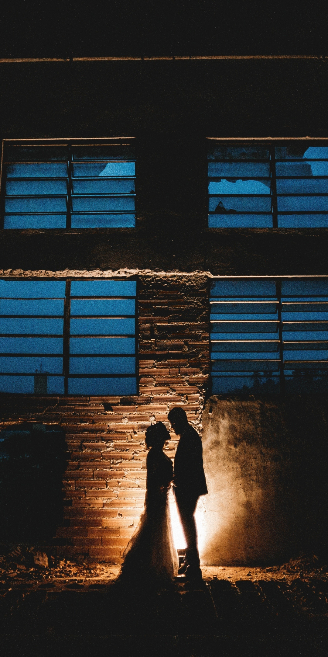 Couple, night, love, dark, silhouette, 1080x2160 wallpaper
