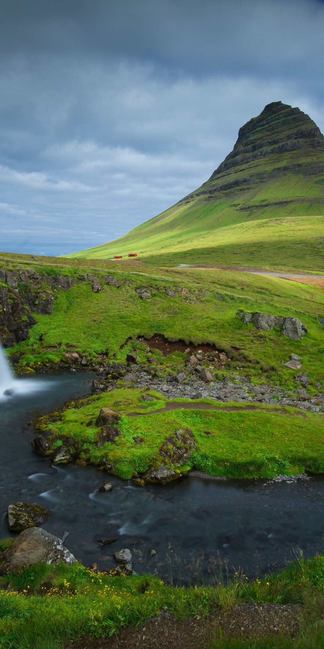Iceland, mountains, waterfalls, Kirkjufell, 1080x2160 wallpaper