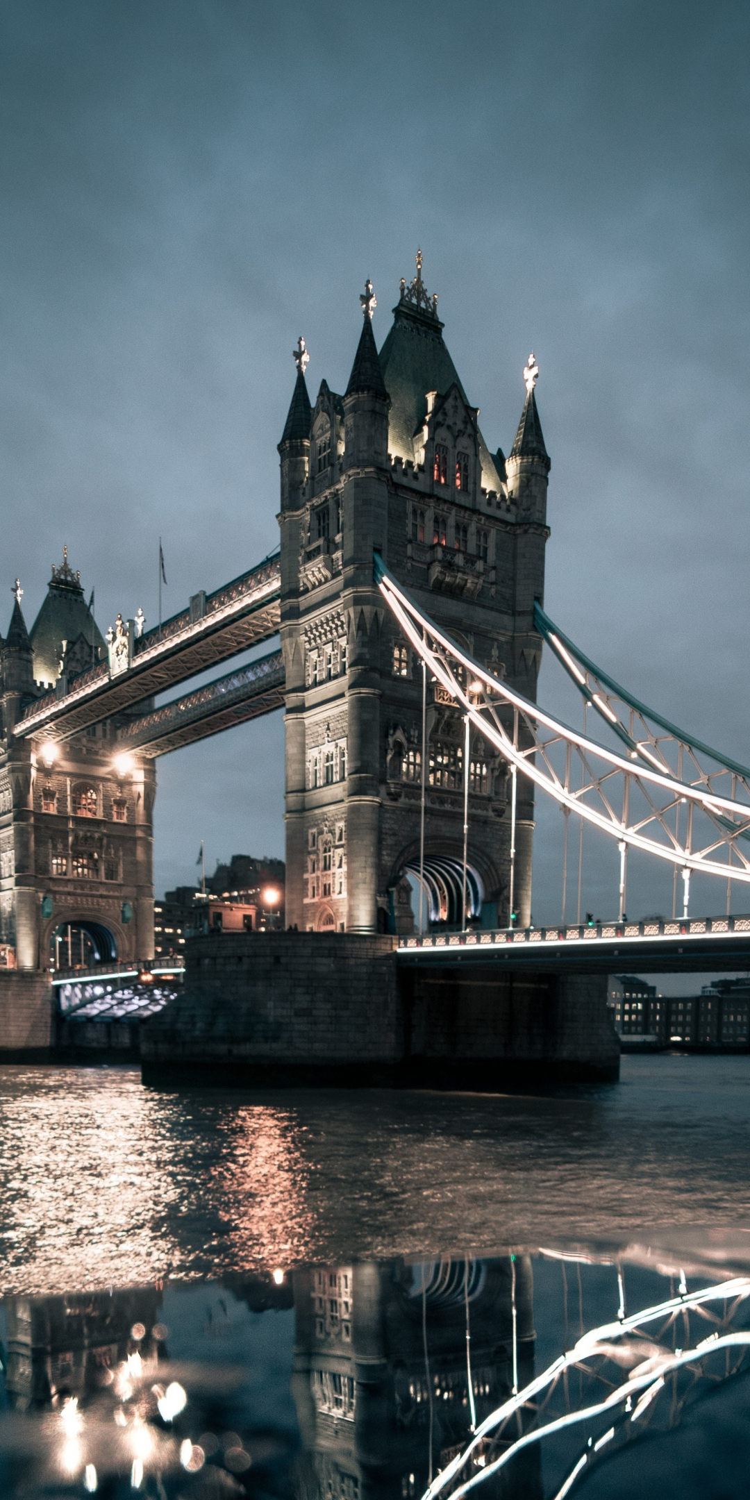 London, Tower Bridge, night, city, 1080x2160 wallpaper