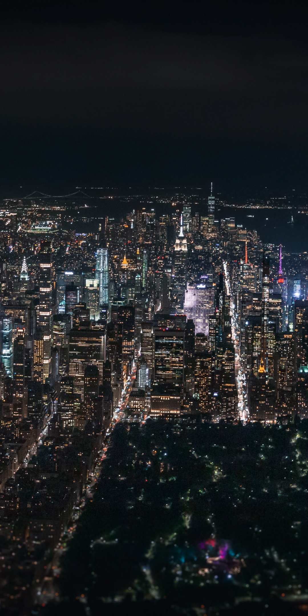 Dark, city in night, aerial view, cityscape, 1080x2160 wallpaper