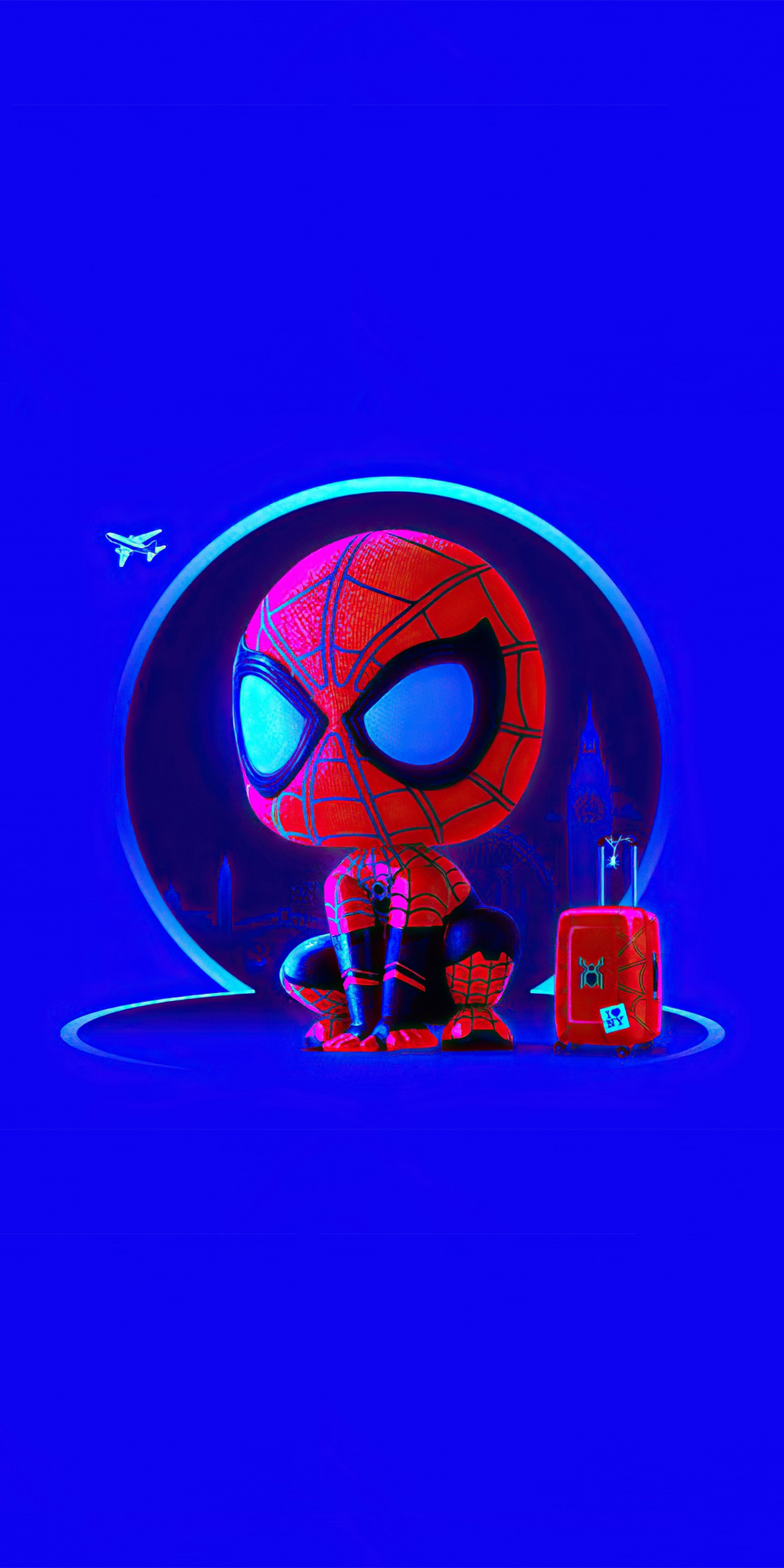 Spider-man with suitcase, fan art, 2020, 1080x2160 wallpaper