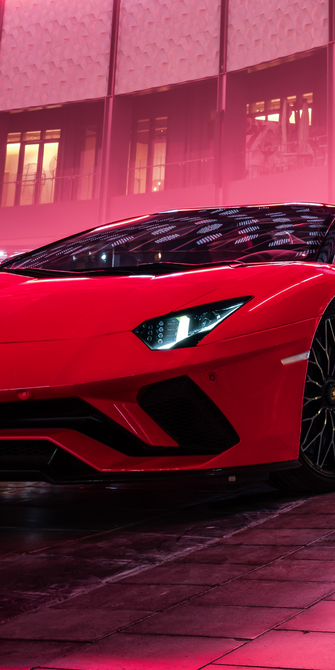 Lamborghini Aventador S Roadster, red car, 2019, 1080x2160 wallpaper