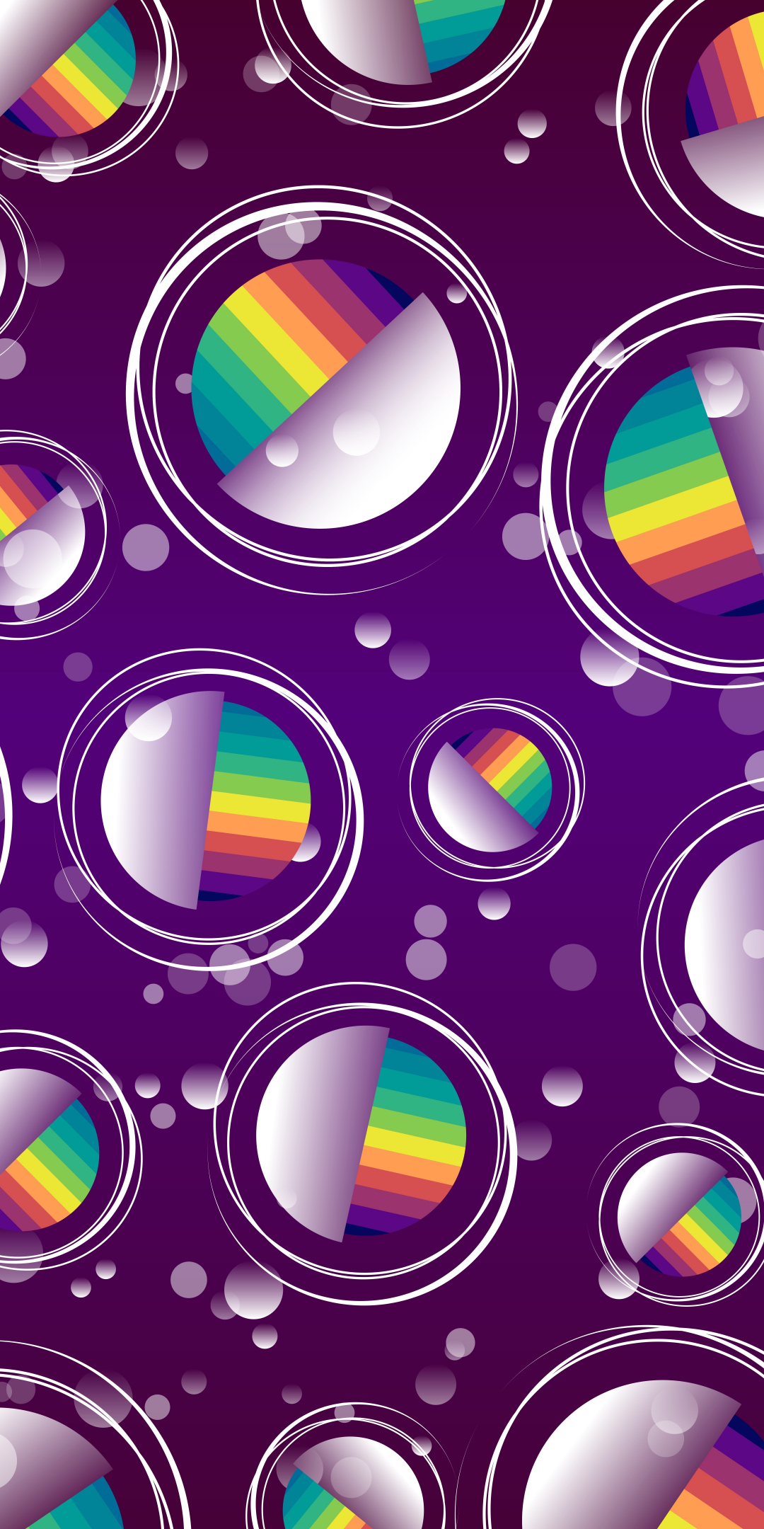 Balls, circles, Rainbow, digital art, 1080x2160 wallpaper