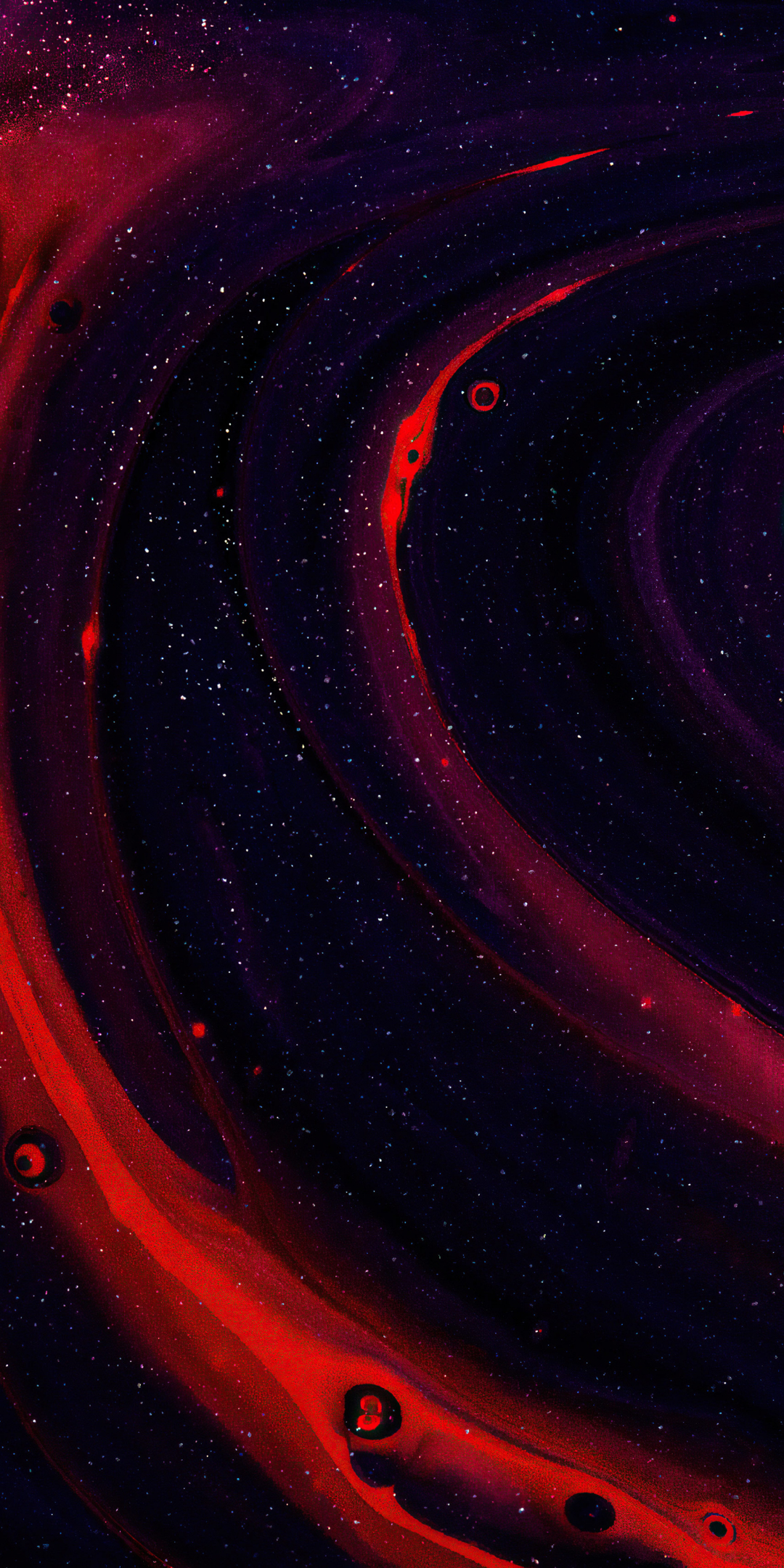Dark, outer space, red rings, artwork, 1080x2160 wallpaper