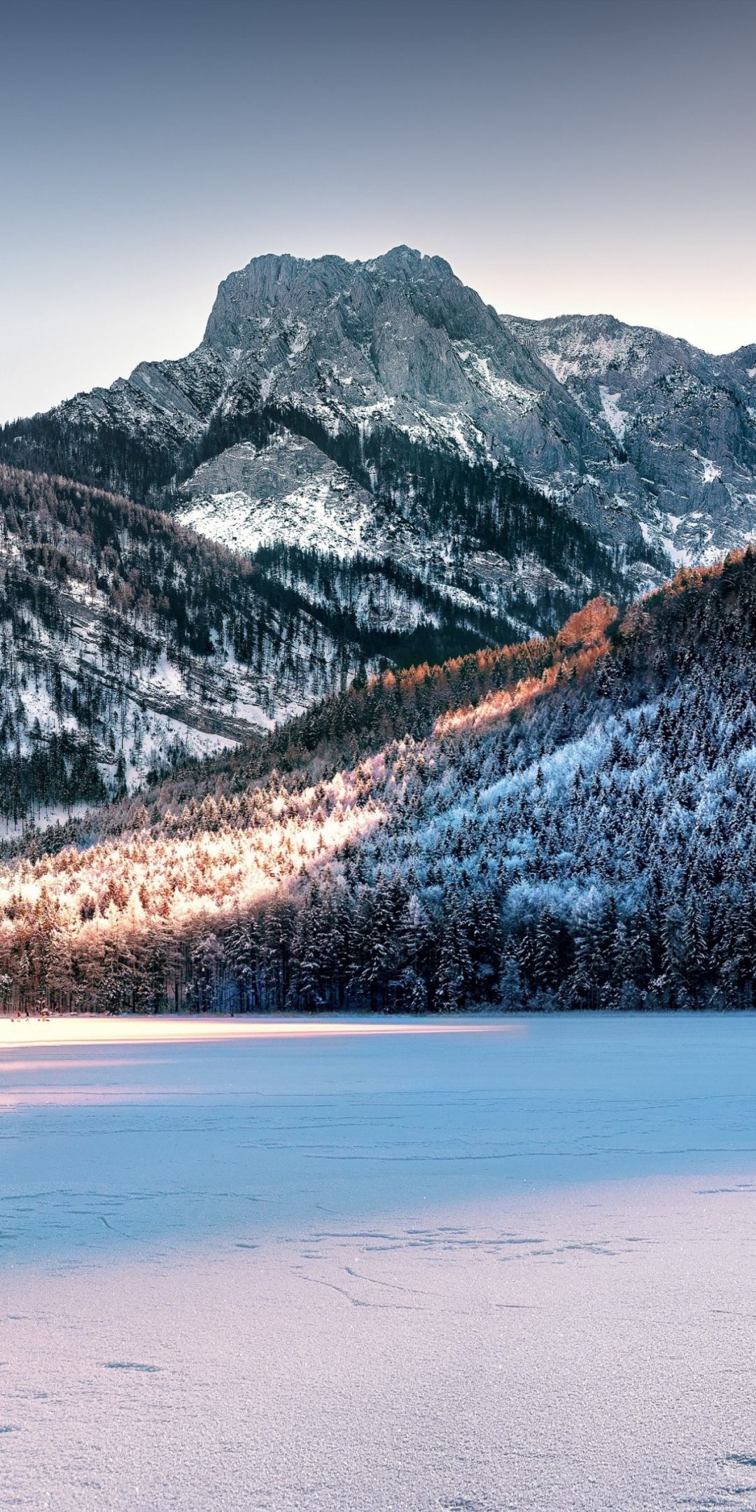 Landscape, winter, mountains, twilight, 1080x2160 wallpaper