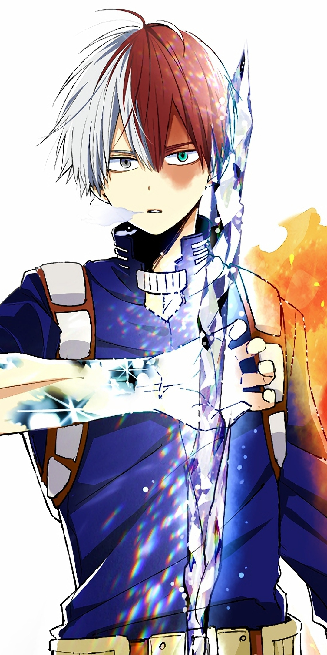 Download 1080x2160 Wallpaper Anime Shouto Todoroki Ice And Fire
